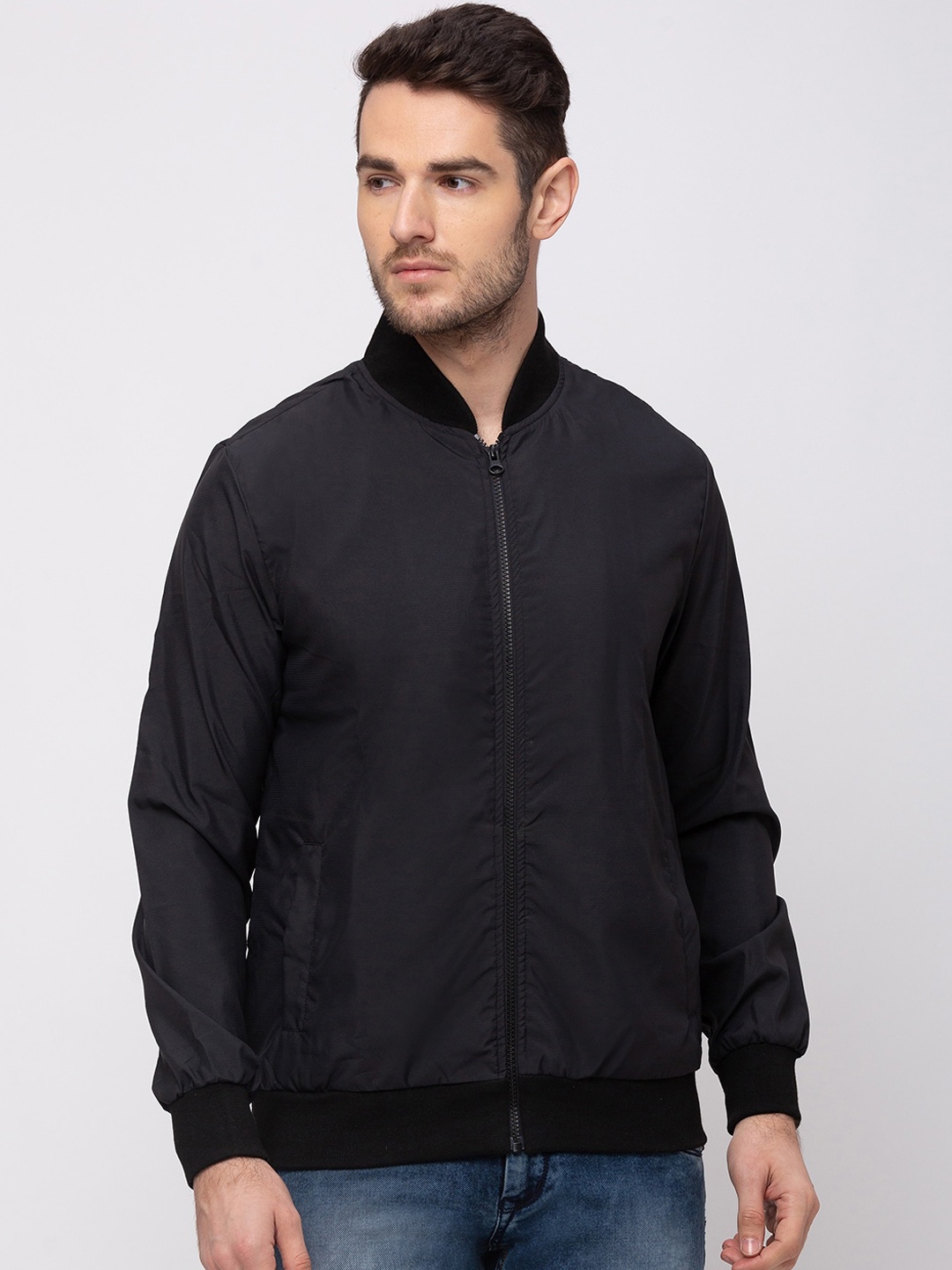 

Kenneth Cole Men Black Solid Bomber Jacket