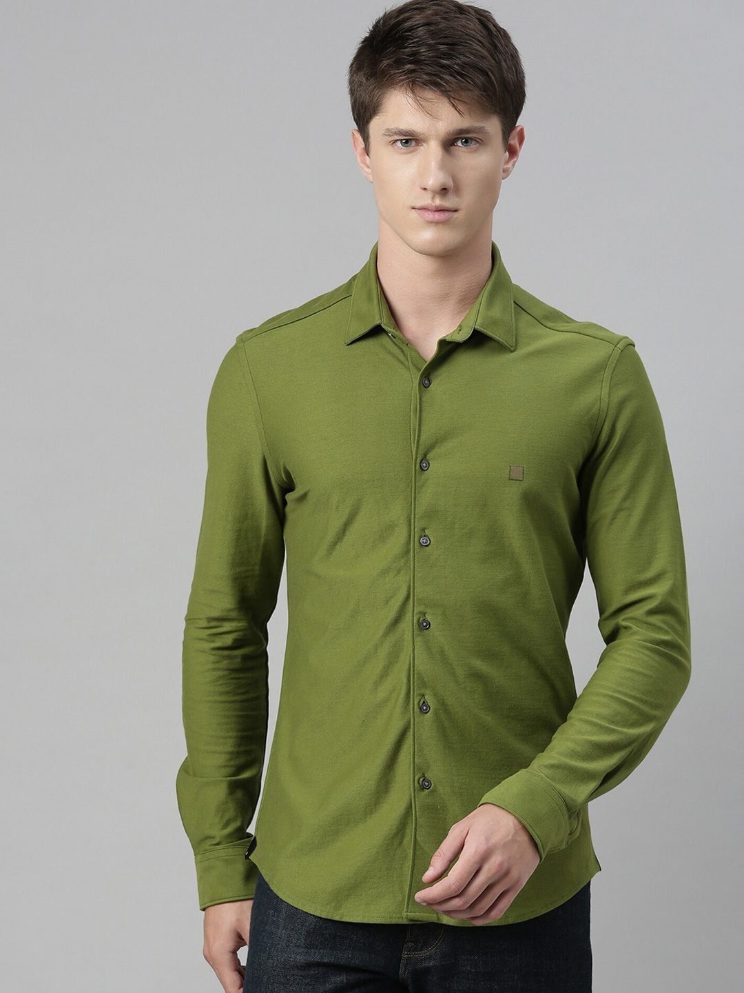 

RARE RABBIT Men Green Tailored Fit Solid Casual Shirt