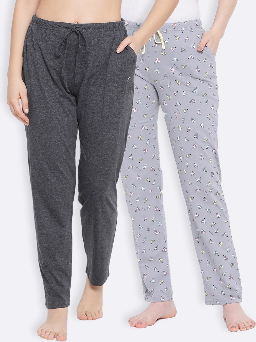 

Kanvin Women Pack of 2 Grey & White Lounge Pants