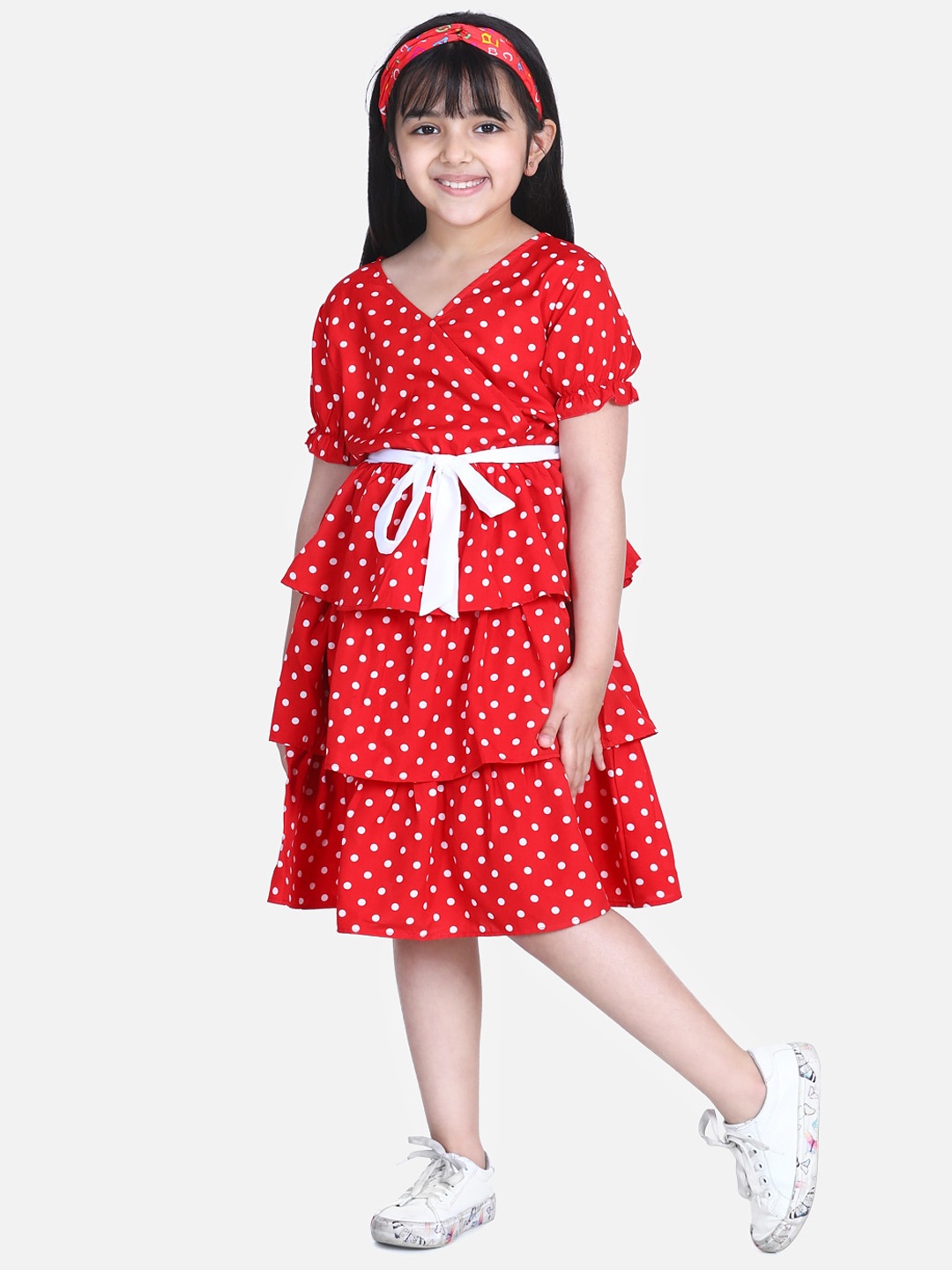 

StyleStone Girls Red Printed Fit and Flare Dress