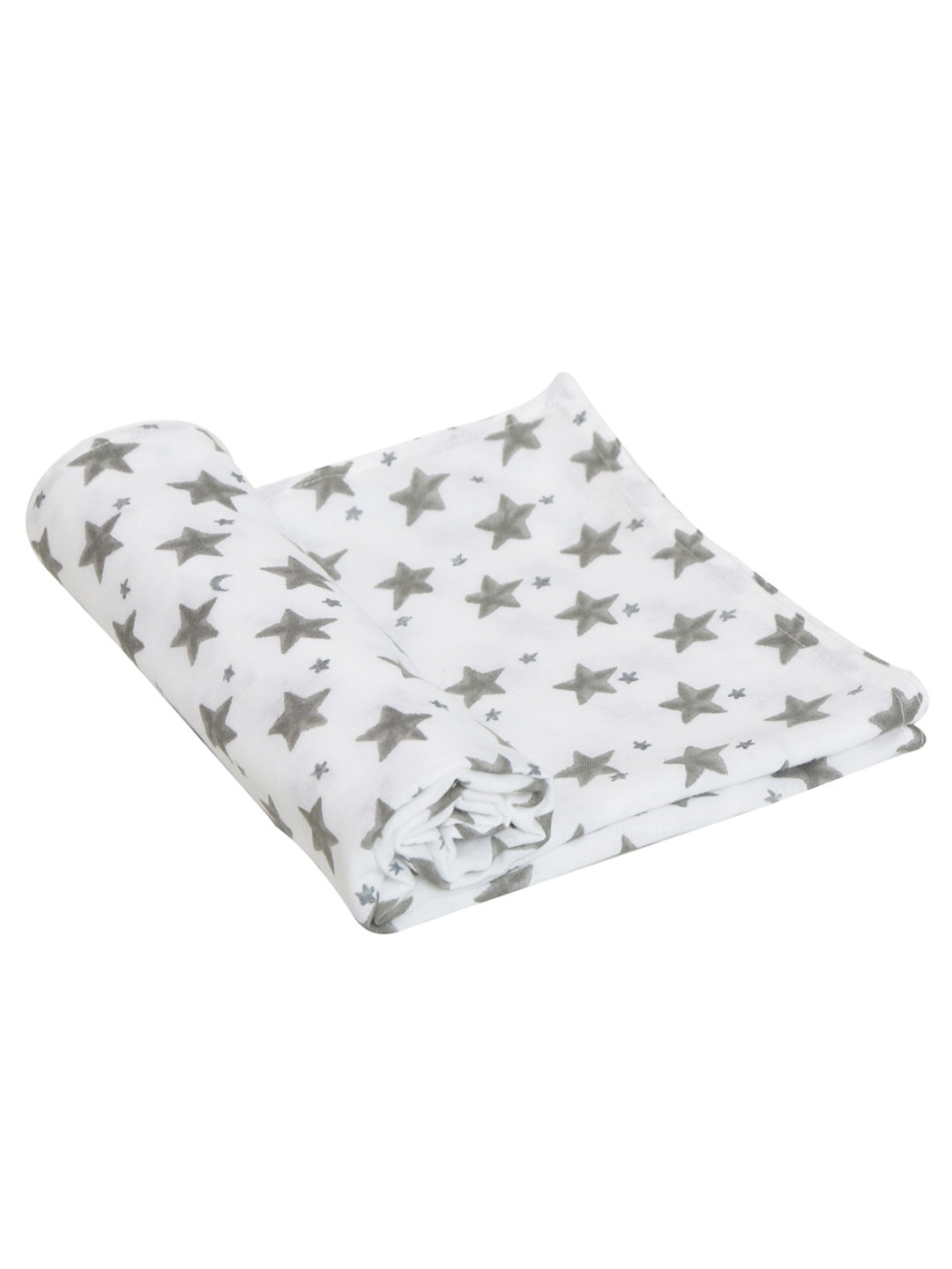 

Moms Home Infant Kids White & Grey Star Printed Organic Cotton Baby Muslin Swaddle