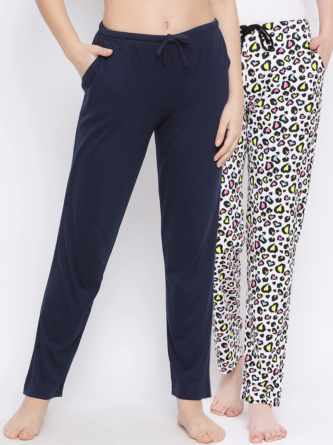 

Kanvin Women Pack Of 2 Printed Lounge Pants, Navy blue