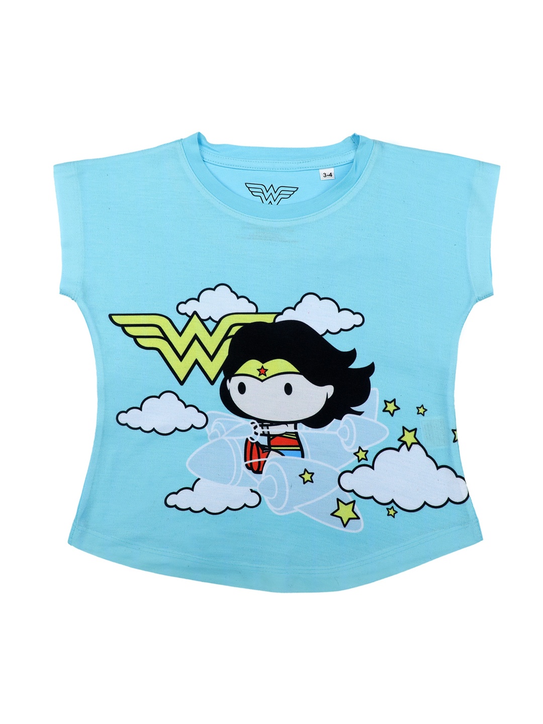 

Wonder Woman Girls Blue Printed Top