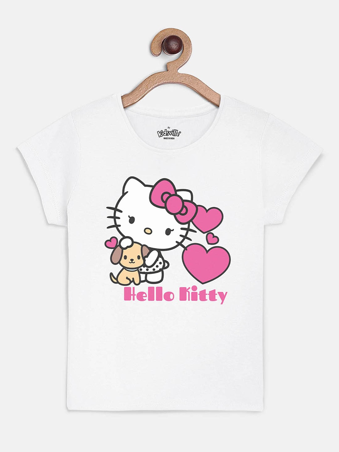 

Kids Ville Hello Kitty Printed White tshirt for Girls