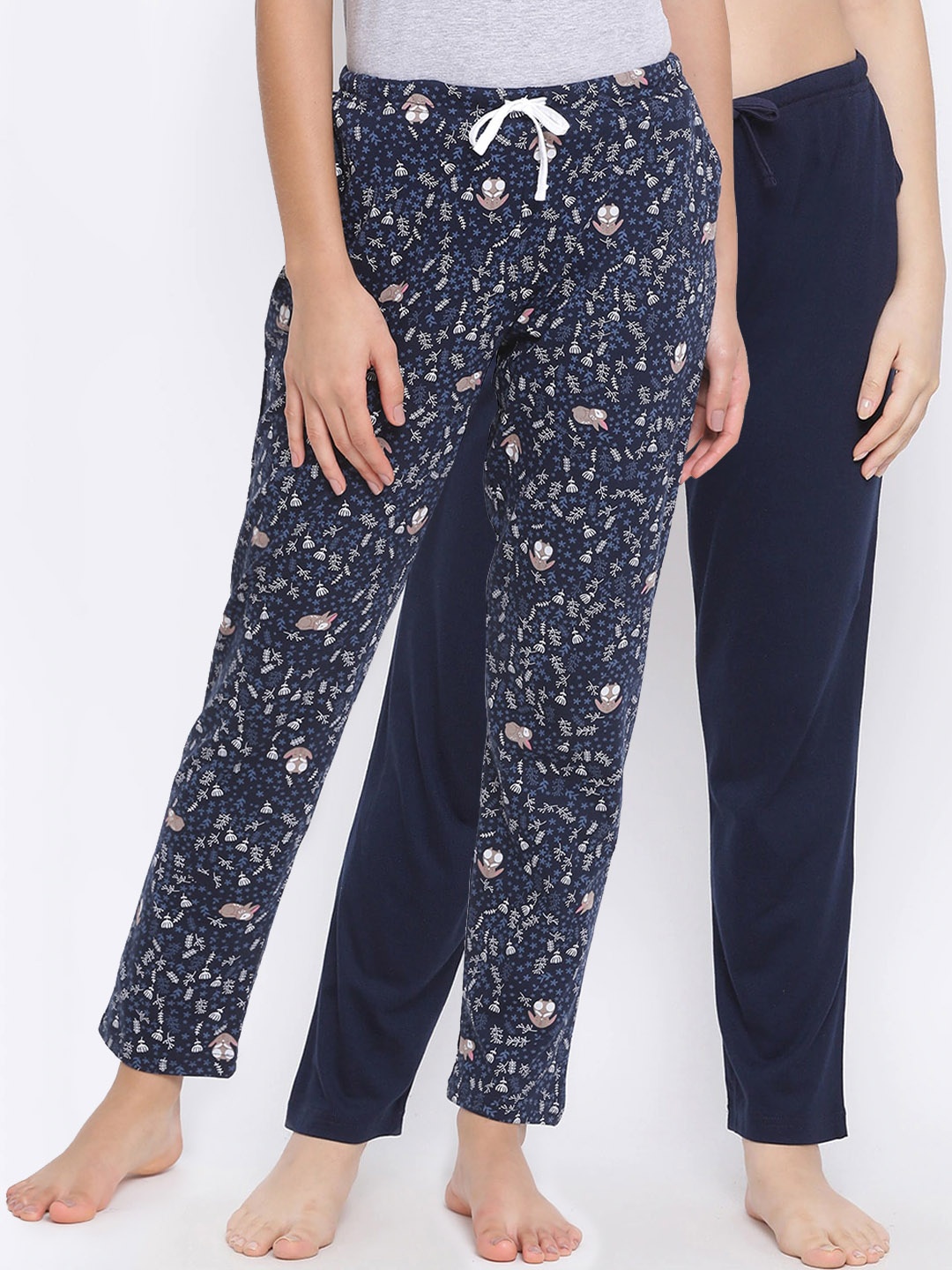 

Kanvin Women Pack Of 2 Printed Lounge Pants, Navy blue