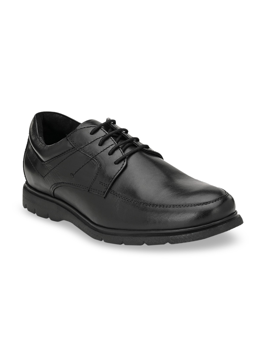 

Delize Men Black Solid Leather Formal Derbys