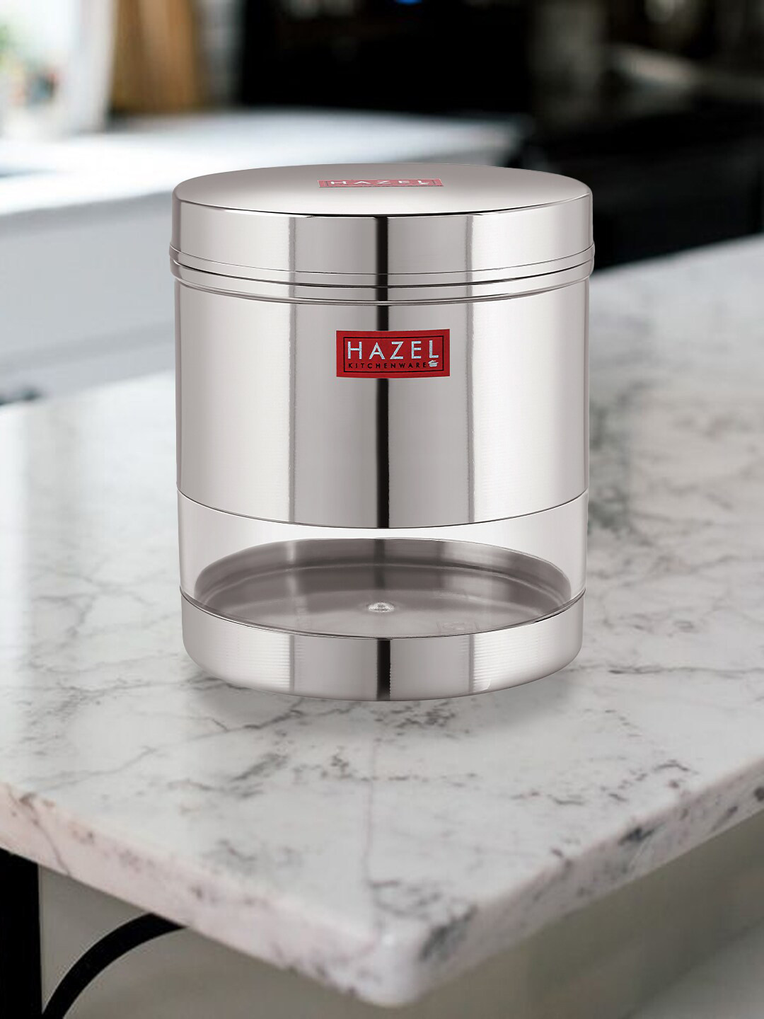 

HAZEL Silver-Toned & Transparent Stainless Steel Container 400 ml