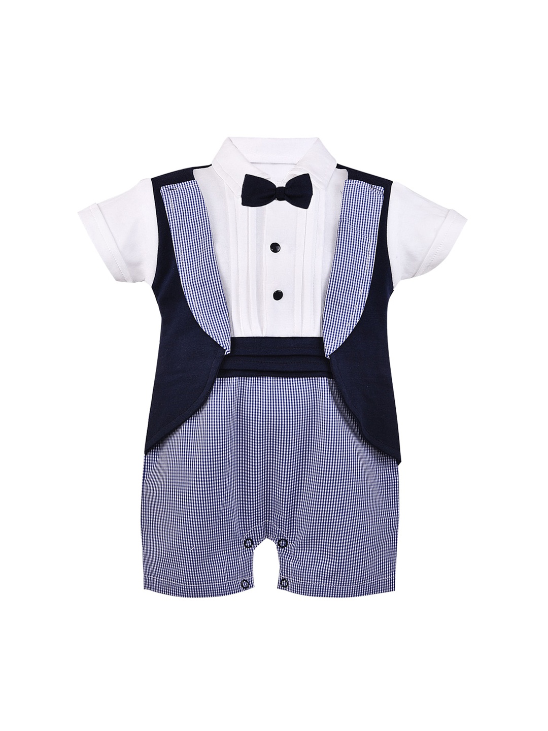 

Wish Karo Infants Blue & Black Checked Romper