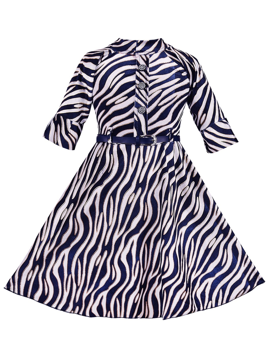 

Wish Karo Girls Blue Printed Fit and Flare Dress