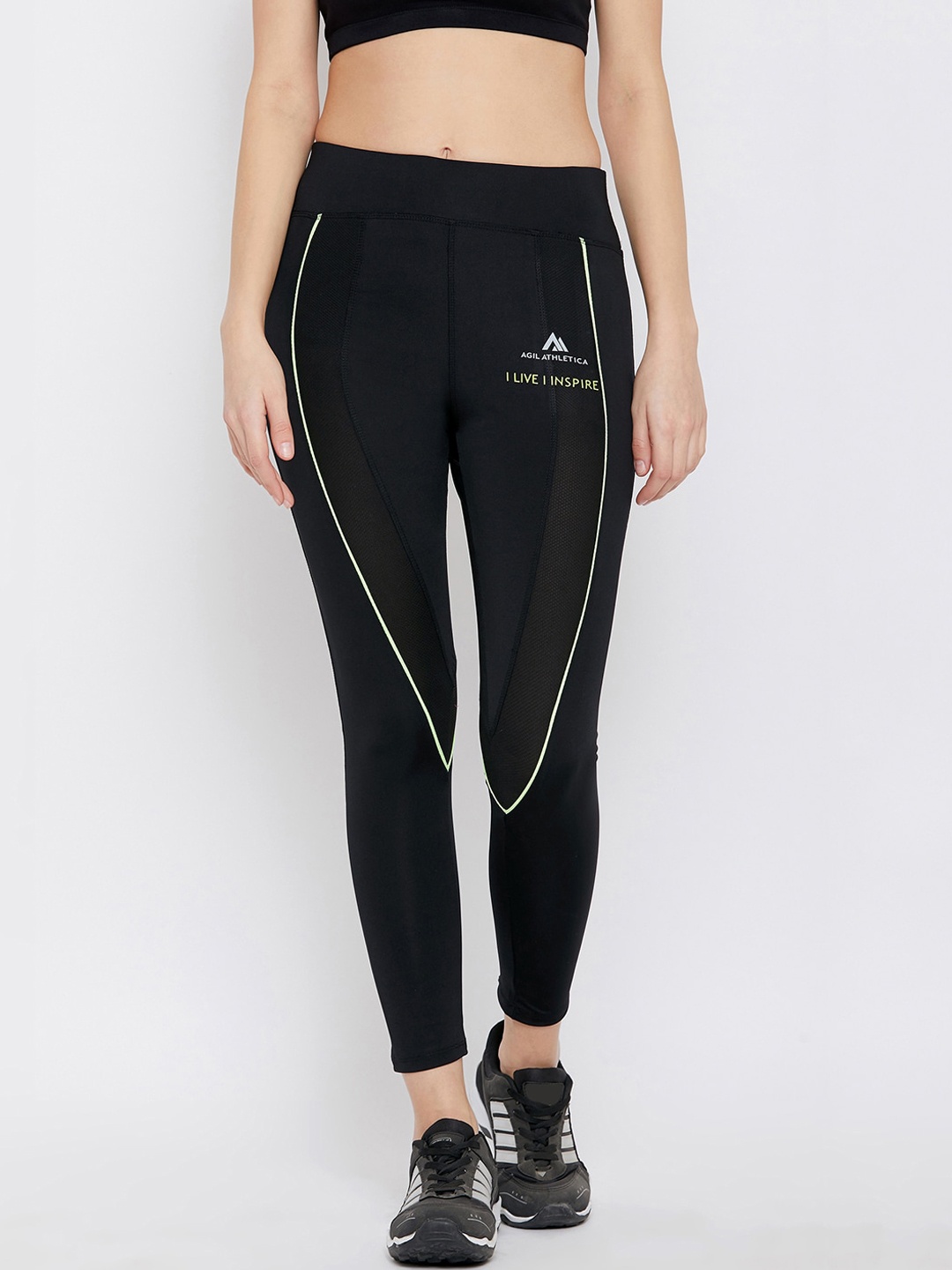 

AGIL ATHLETICA Women Black Solid Rapid-Dry Tights