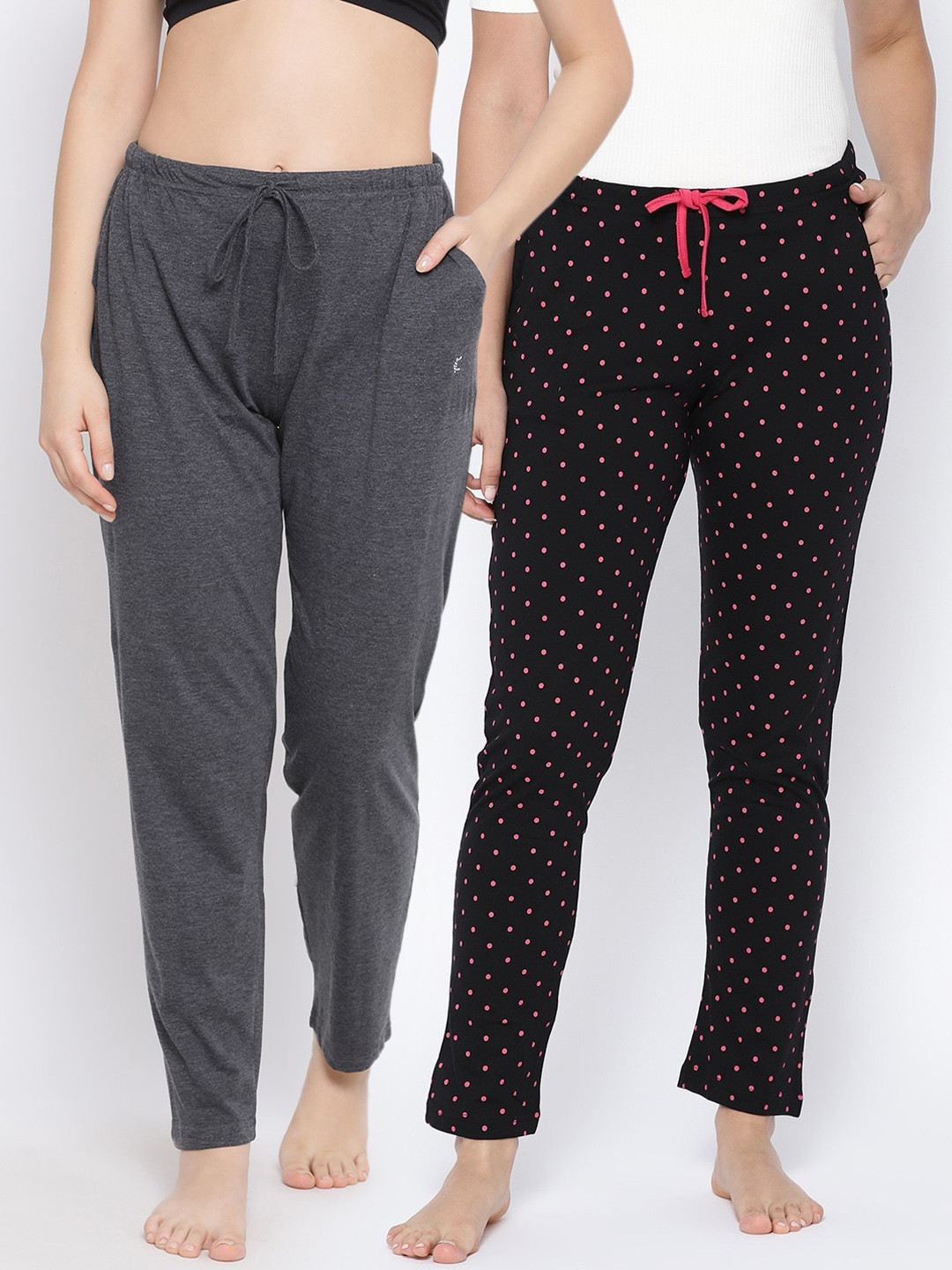 

Kanvin Women Pack of 2 Grey & Black Lounge Pants