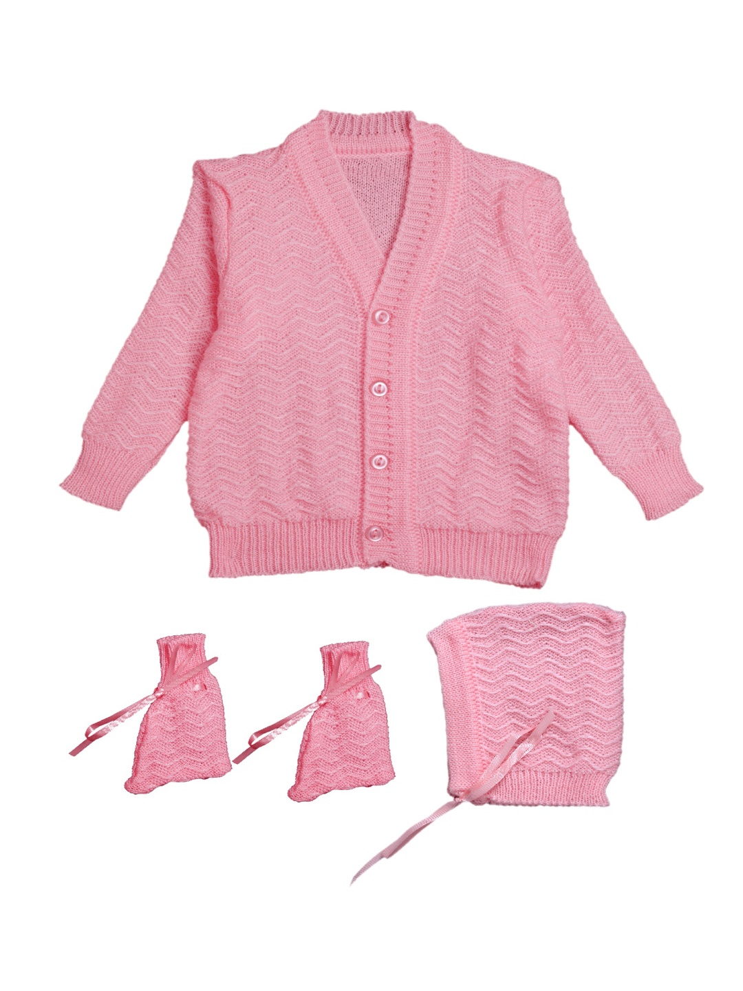 

Little Angels Unisex Kids Pink Striped Cardigan Sweater