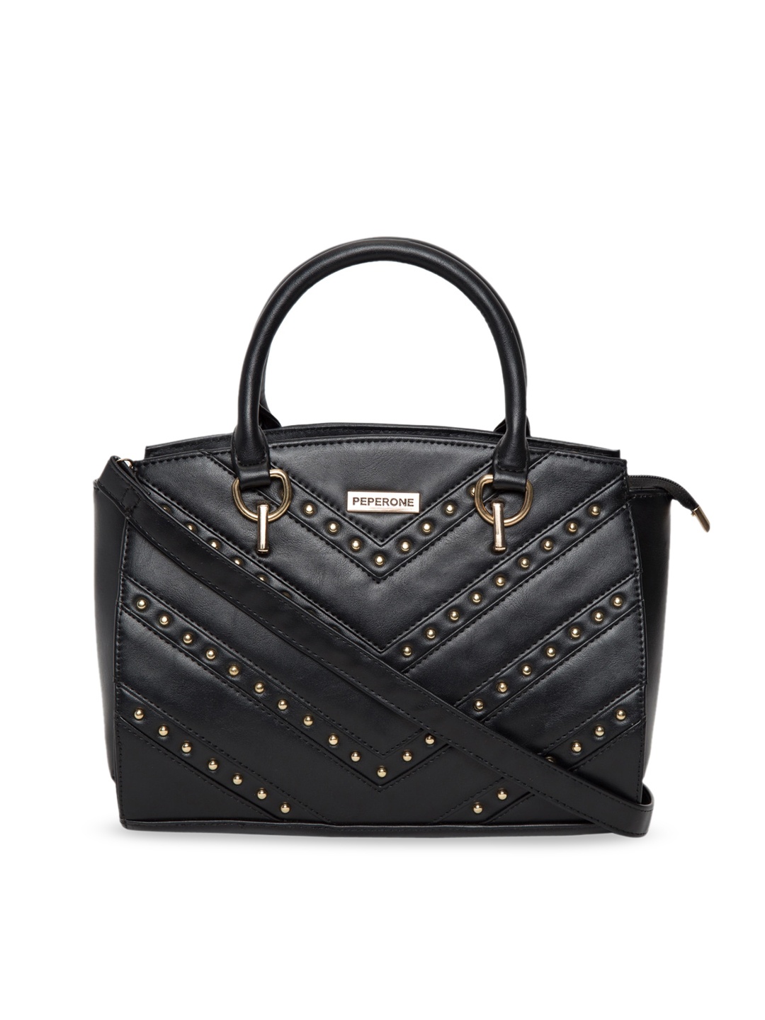 

Peperone Black Embellished Handheld Bag