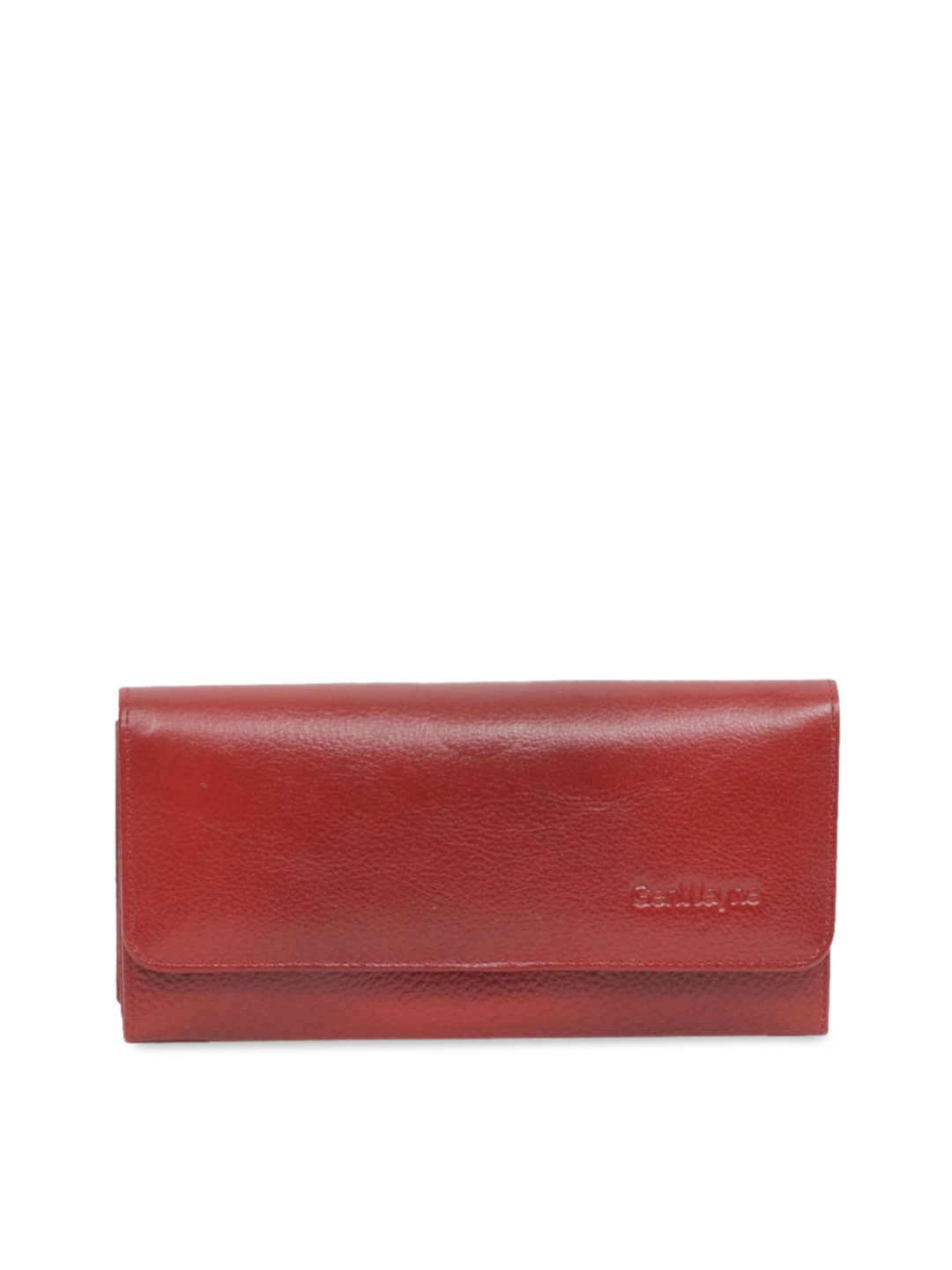GENWAYNE Red Solid Leather Envelope Clutches