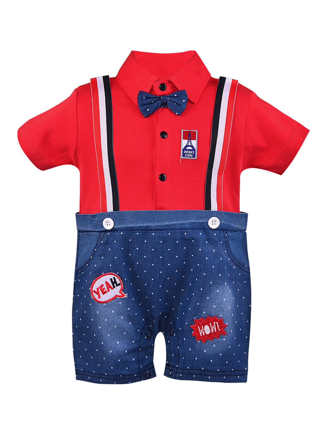 

Wish Karo Infant Boys Red & Blue Colourblocked Rompers