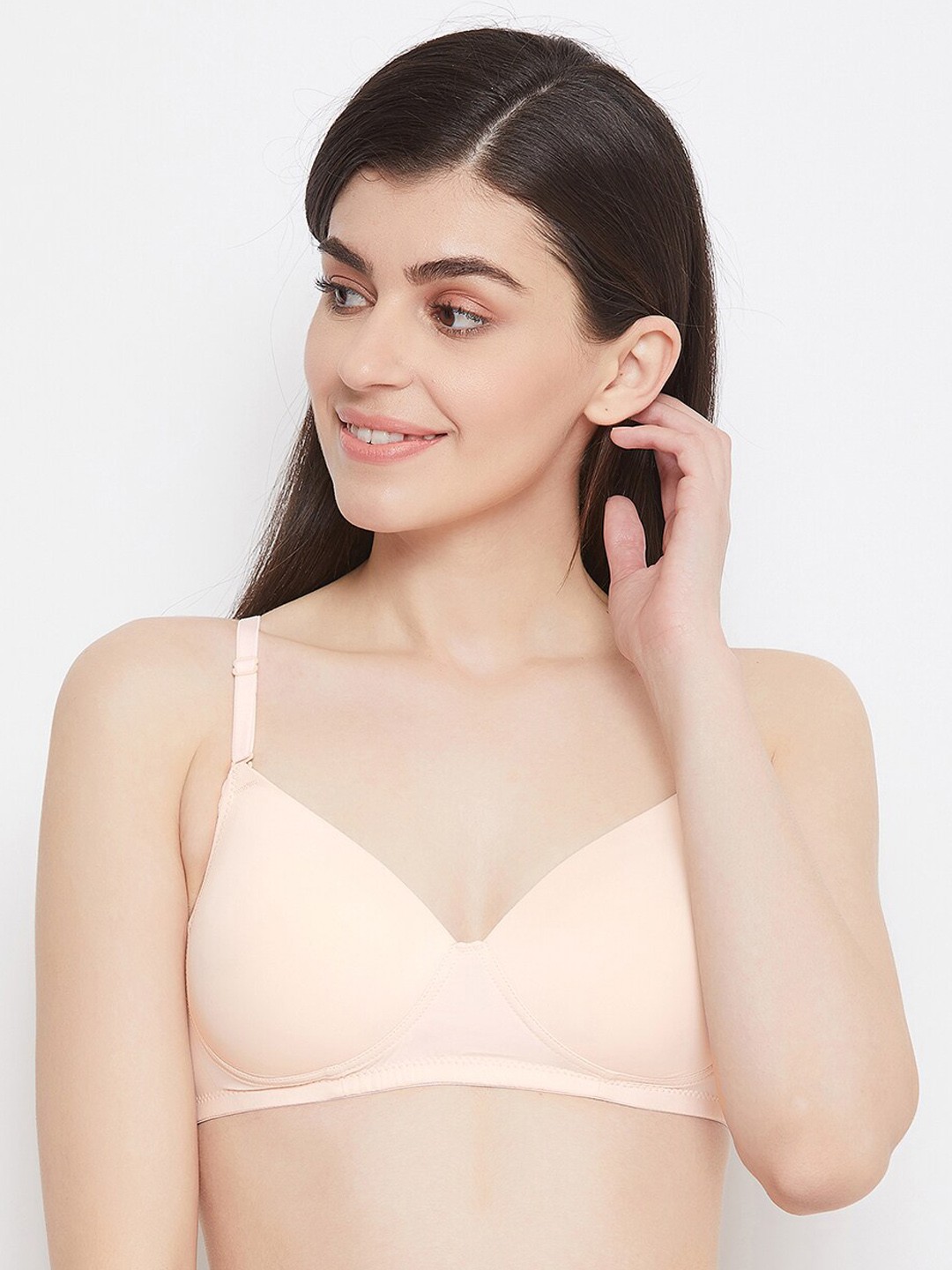 

Clovia Women Beige Solid Bra, Peach
