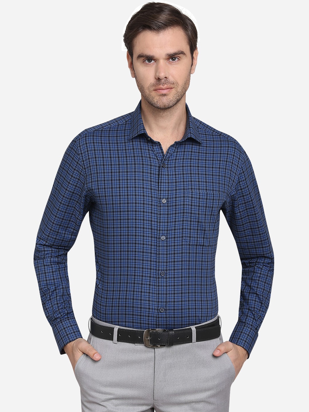 

JADE BLUE Men Multicoloured & Black Slim Fit Checked Casual Shirt, Multi
