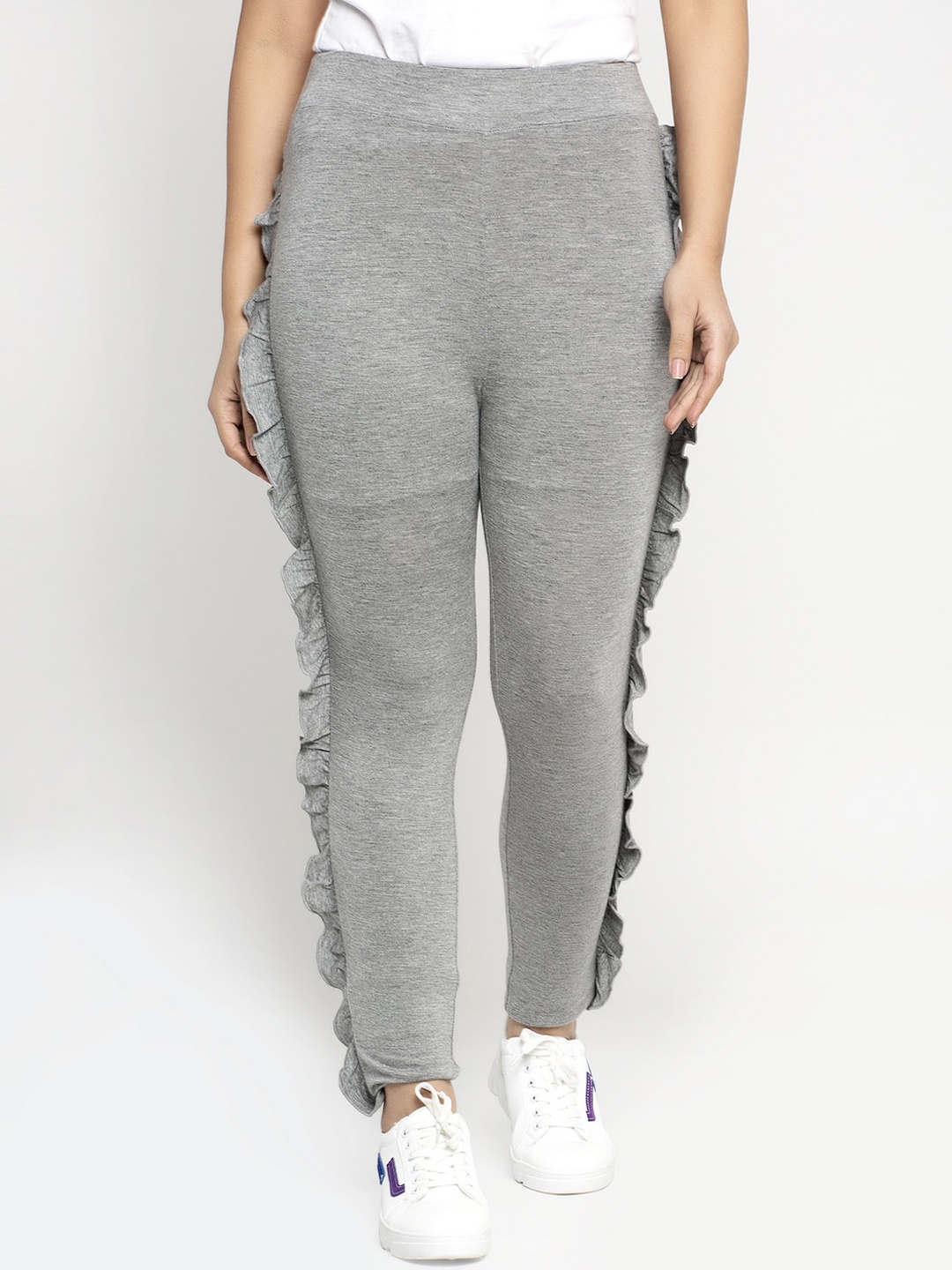 

DOOR74 Women Grey Melange Solid Ankle-Length Leggings