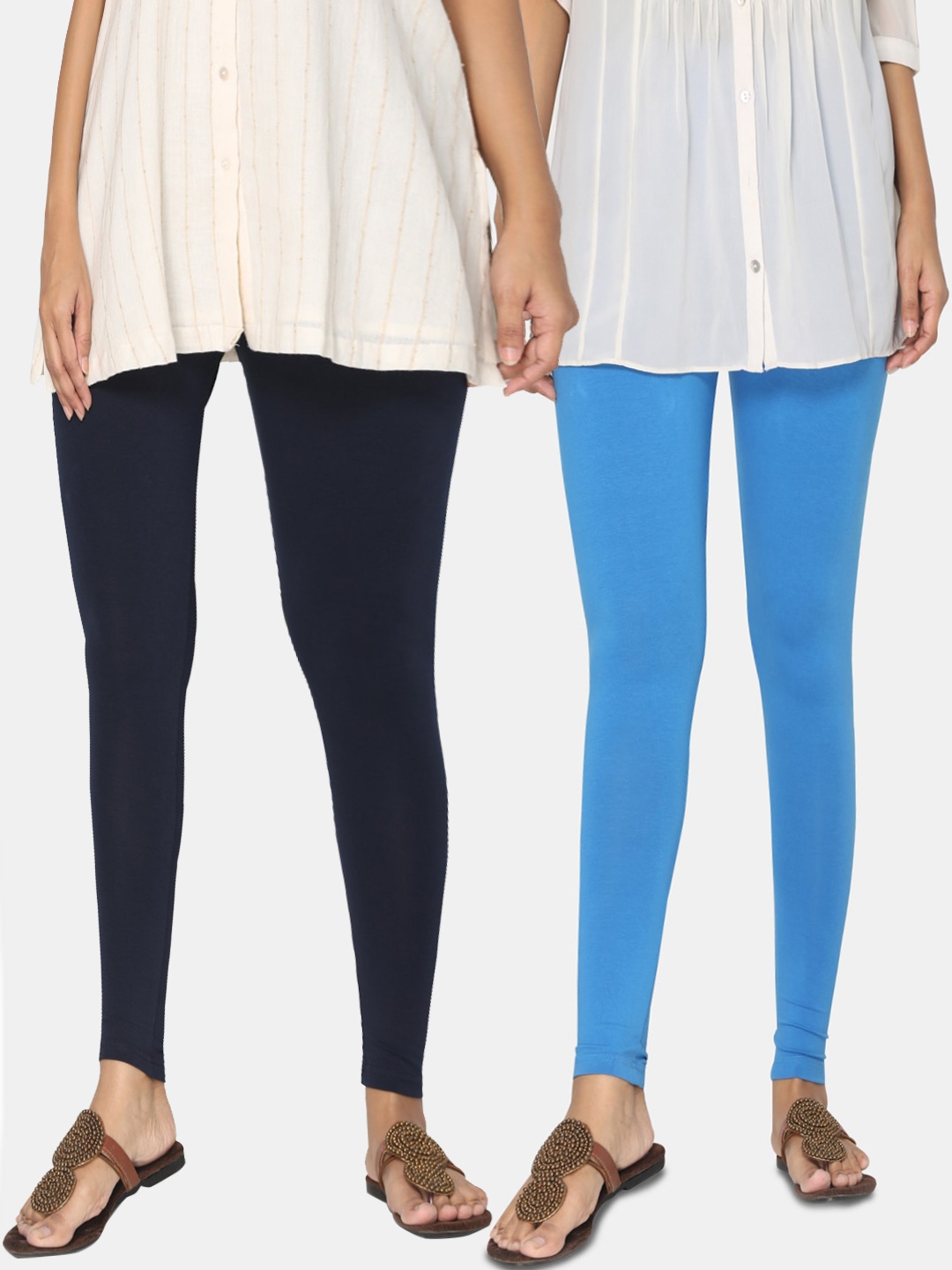 

TSG Bliss Women Pack Of 2 Solid Ankle-Length Leggings, Blue