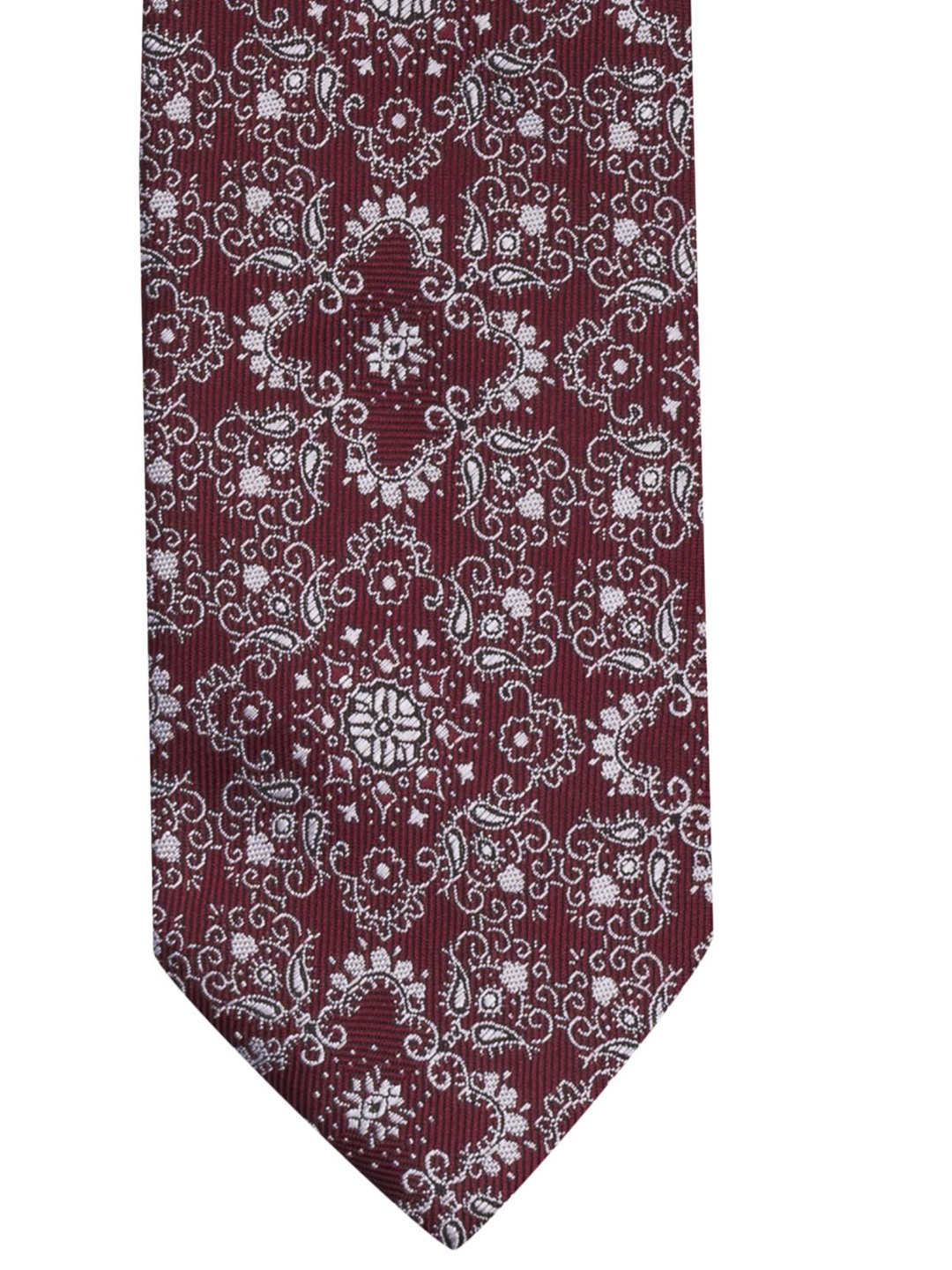 

The Tie Hub Maroon & White Woven Design Reversible Broad Tie