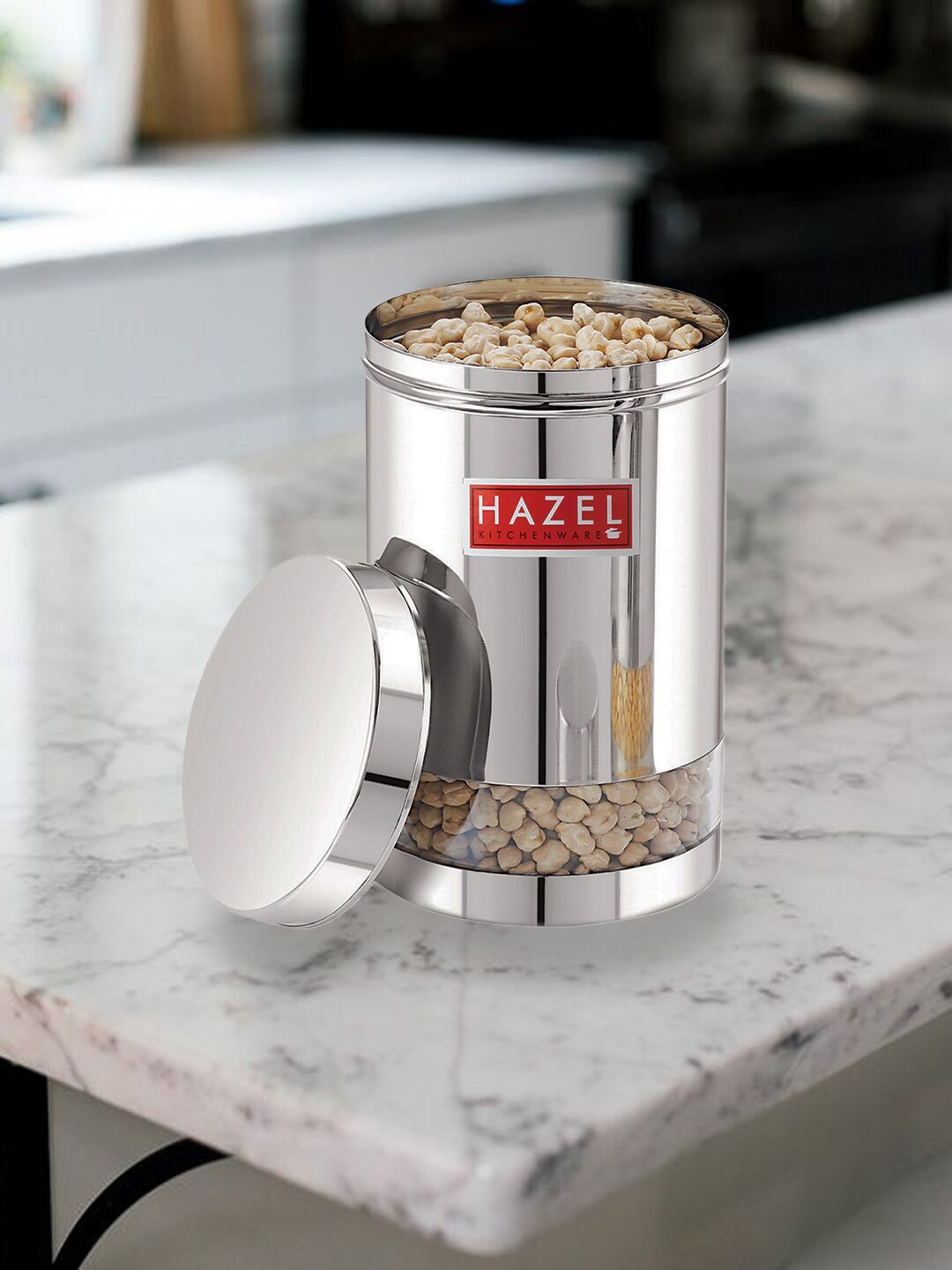 

HAZEL Silver-Toned & Transparent Stainless Steel Wide Mouth See Through Container 1700 ml
