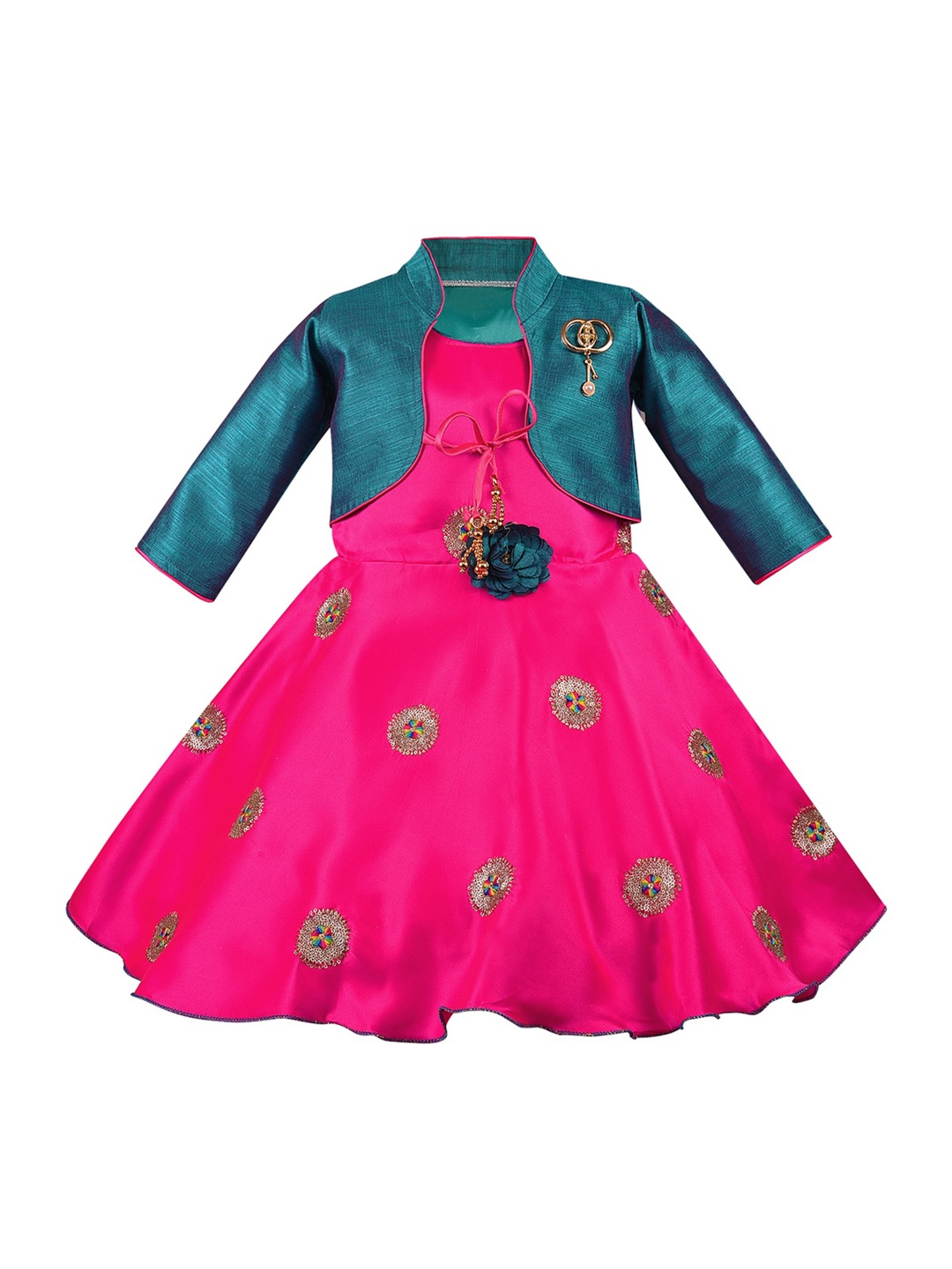 

Wish Karo Girls Pink Embellished Fit and Flare Dress