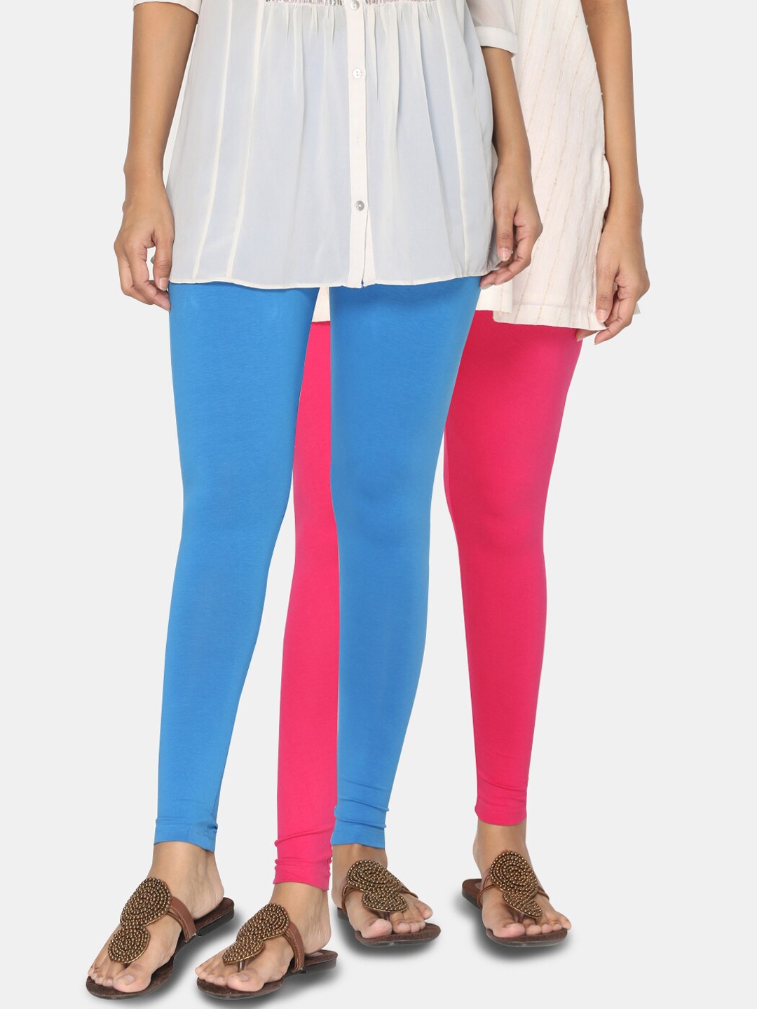 

TSG Bliss Women Pack Of 2 Solid Ankle-Length Leggings, Blue