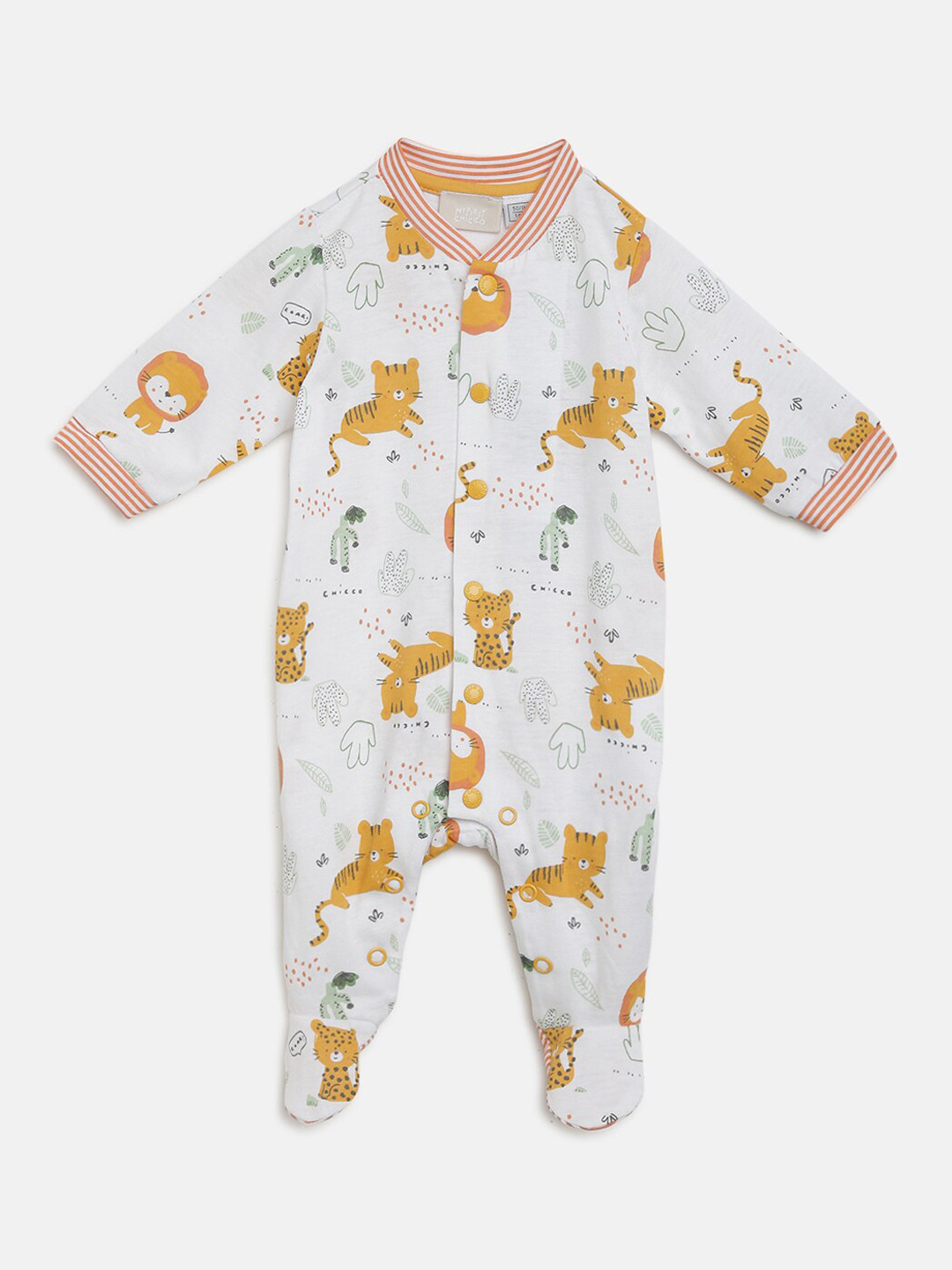 

Chicco Infant Kids White & Yellow Printed Cotton Sleepsuit