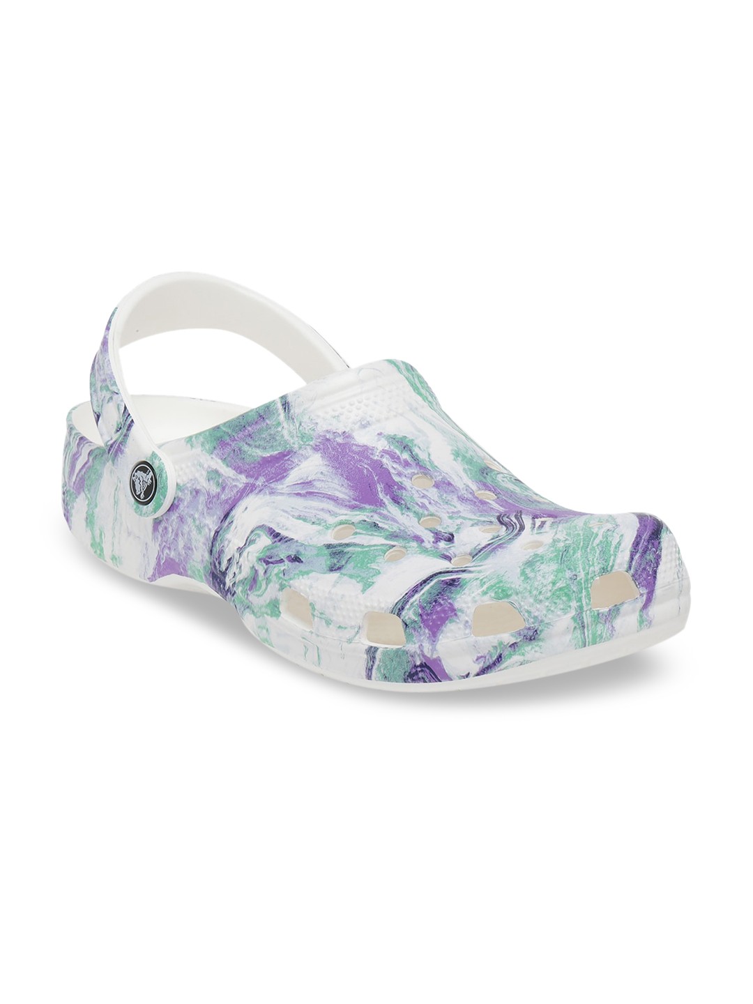 

Crocs Classic Unisex Off-White Purple Printed Clogs