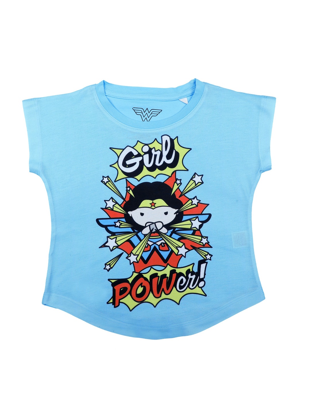 Wonder Woman Girls Blue Printed Top