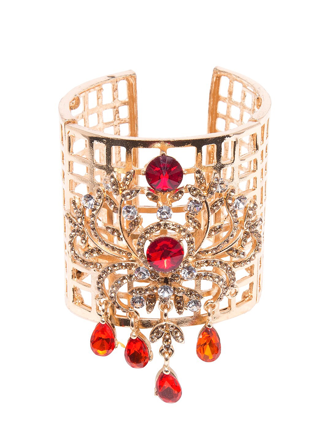 

Mali Fionna Gold-Toned & Red Embellished Cuff Bracelet
