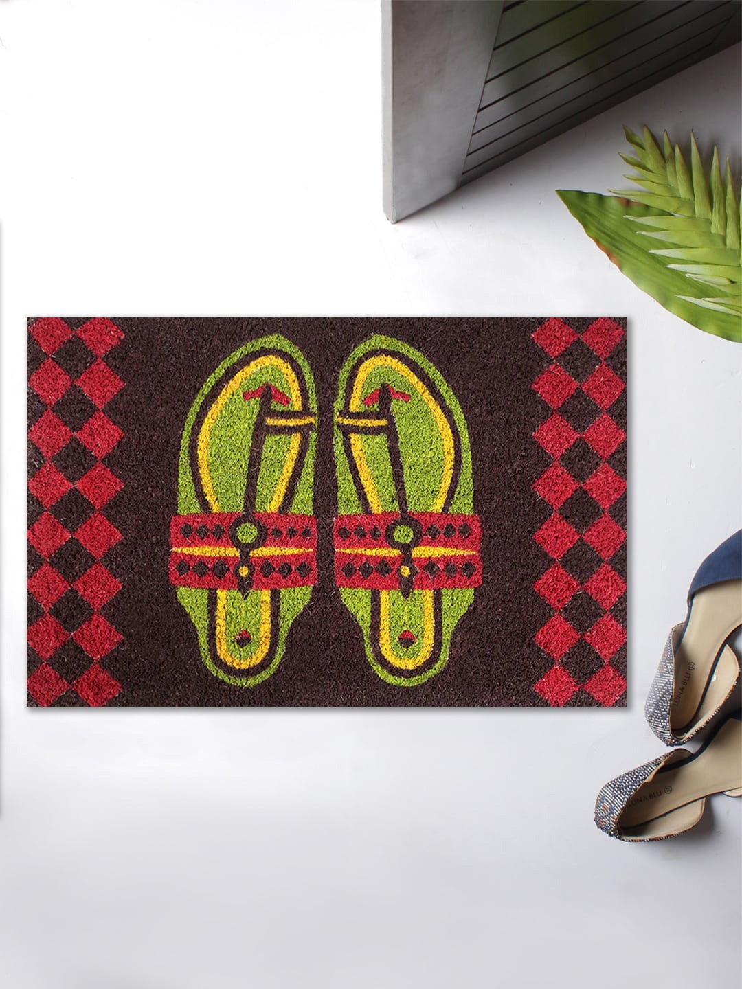 

India Circus by Krsnaa Mehta Brown & Green Step In Style Printed Doormat