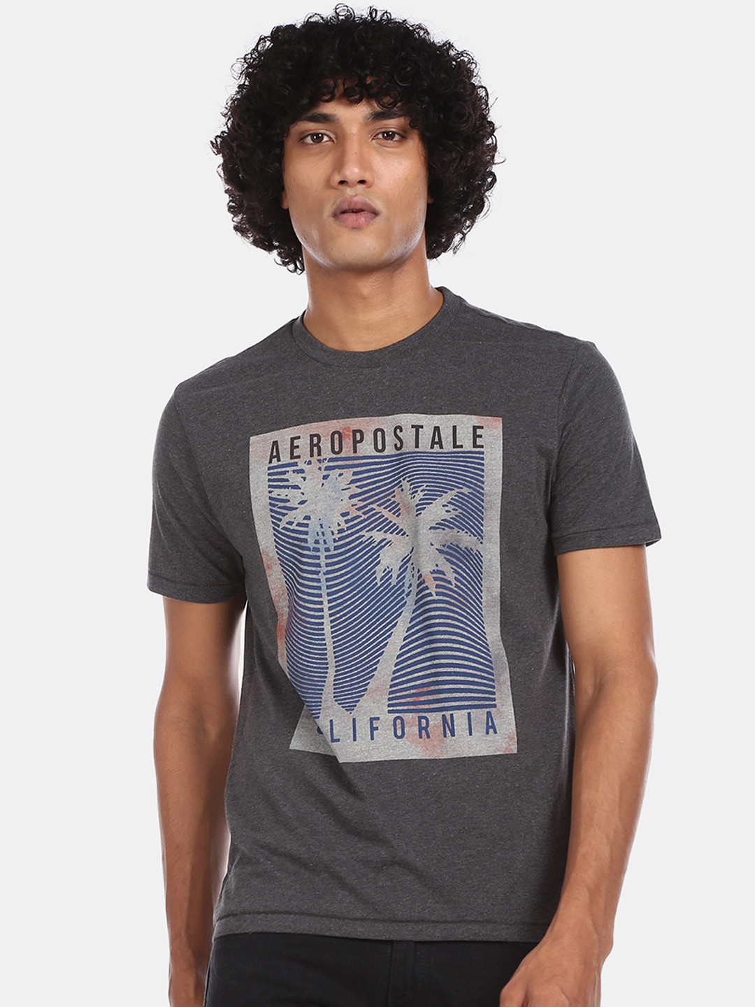 

Aeropostale Men Grey Printed Round Neck T-shirt