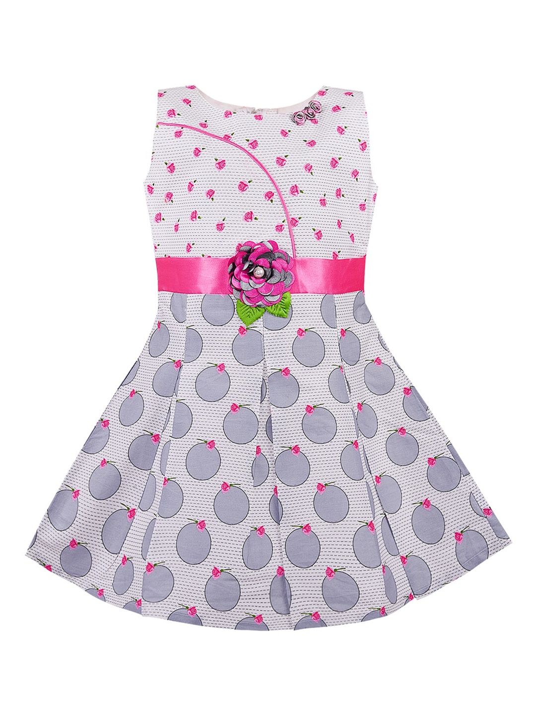Wish Karo Girls Pink Printed Fit and Flare Dress