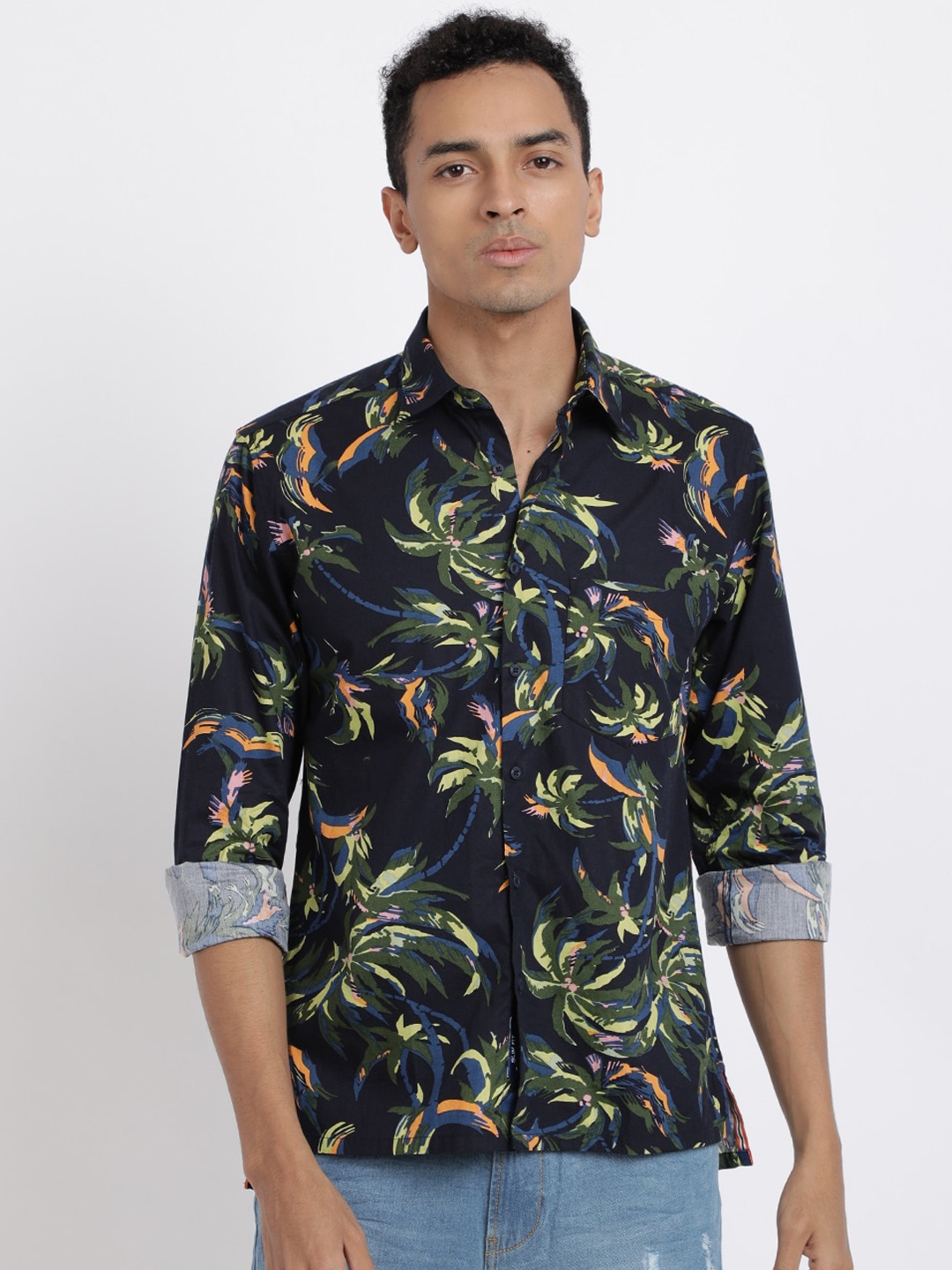 Bene Kleed Men Navy Blue Slim Fit Printed Casual Shirt