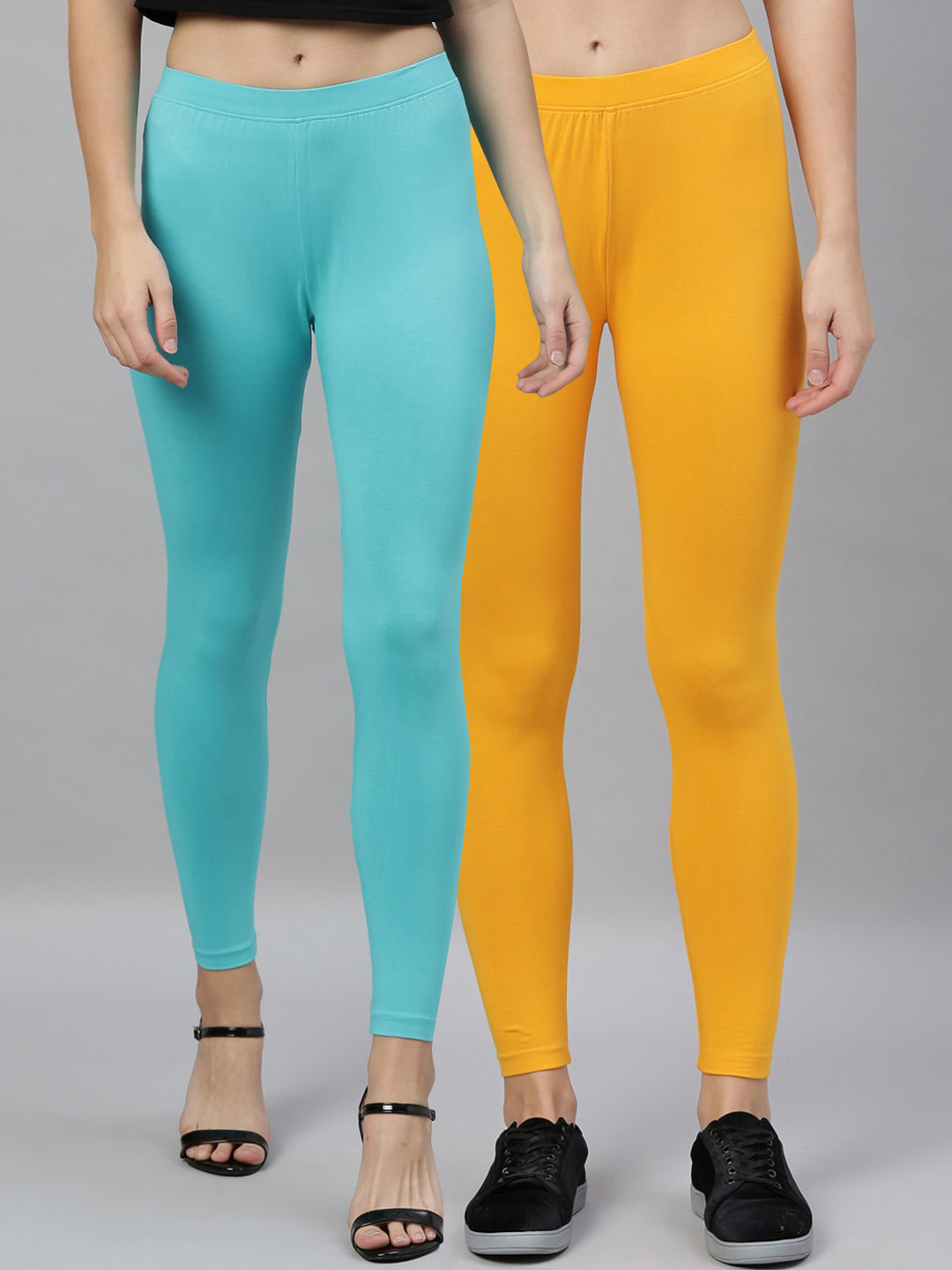 

Kryptic Women Pack Of 2 Solid Ankle-Length Leggings, Yellow