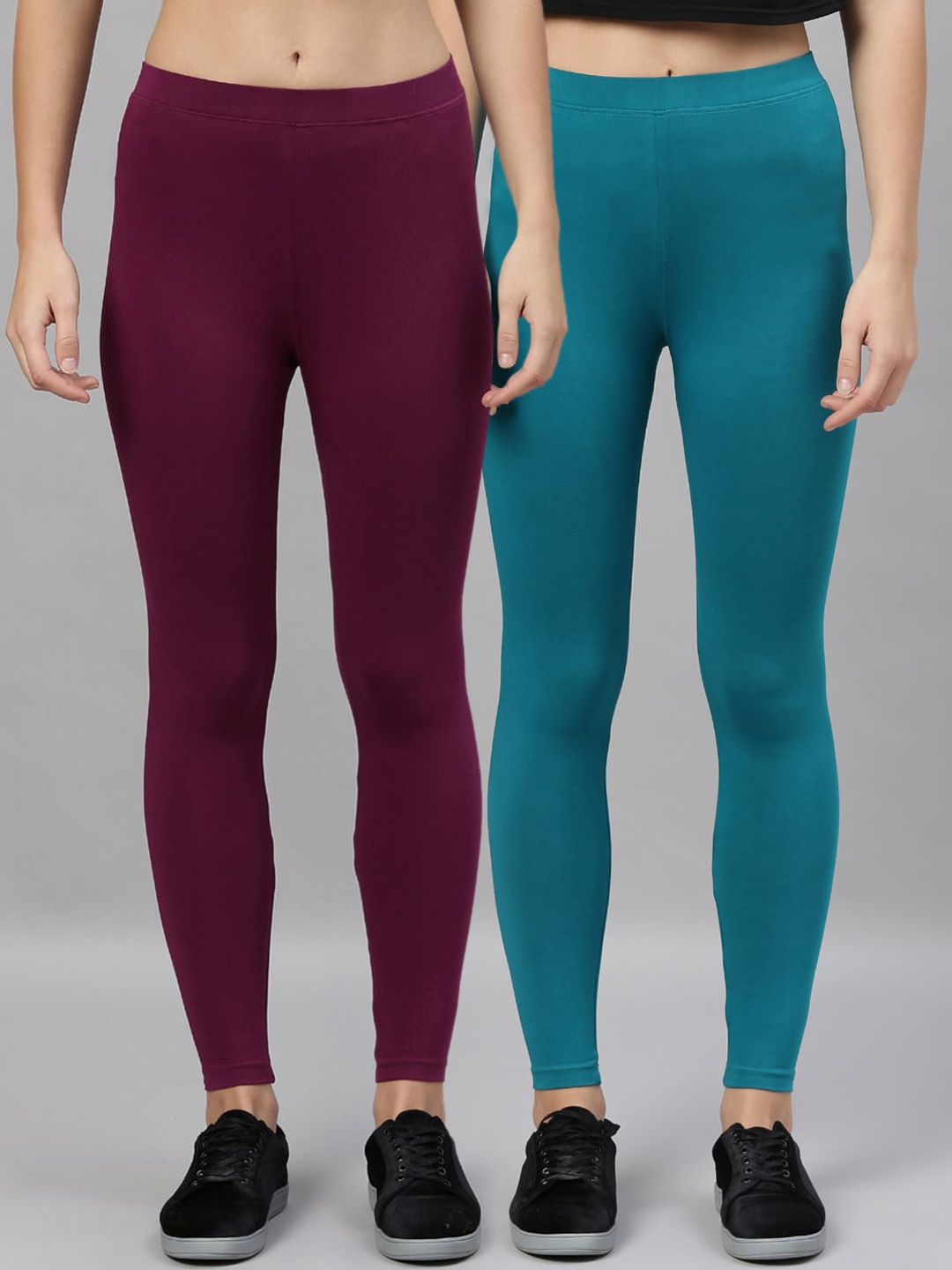 

Kryptic Women Pack Of 2 Solid Ankle-Length Leggings, Teal