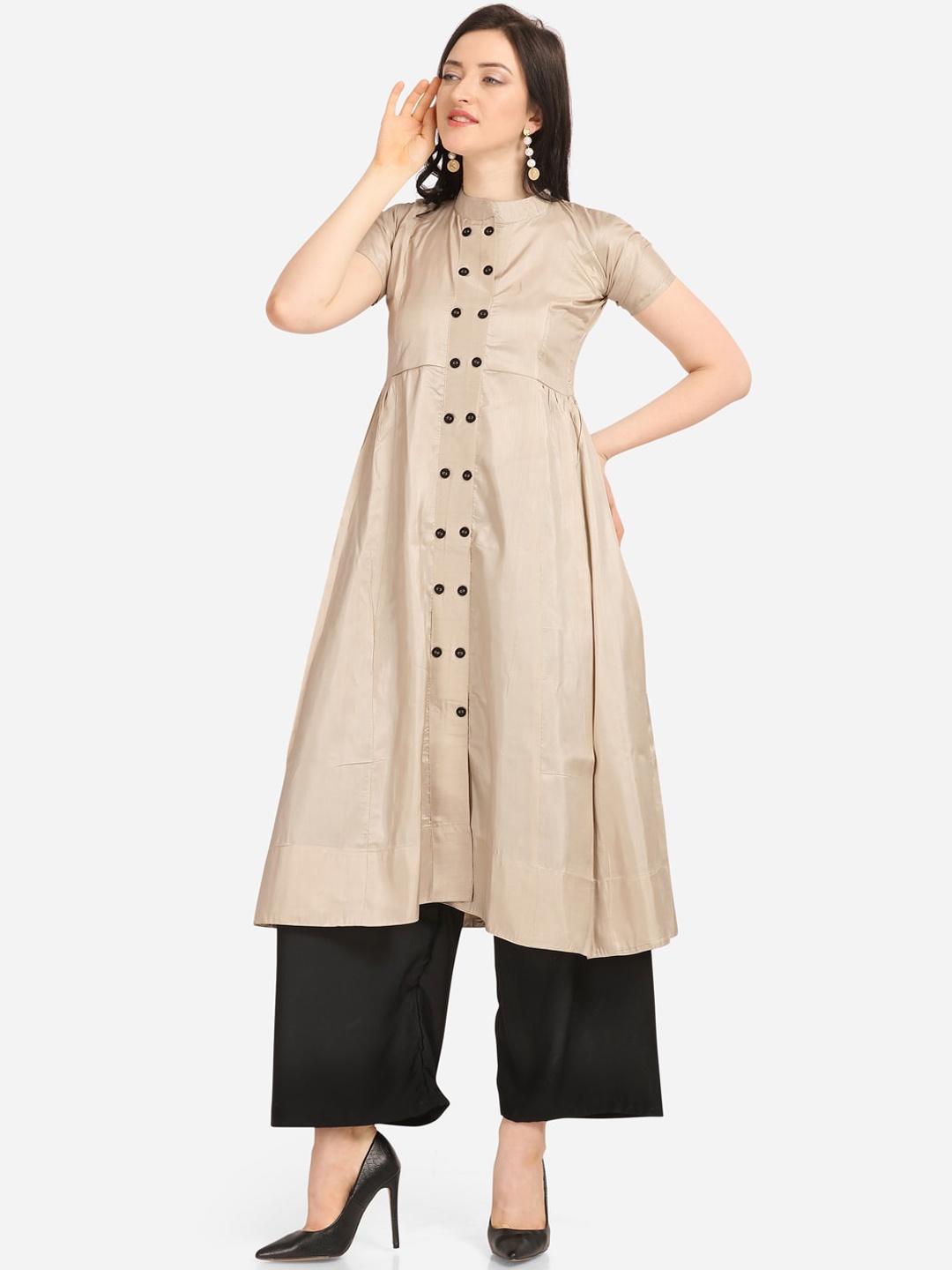 

Florence Women Beige Solid A-Line Kurta