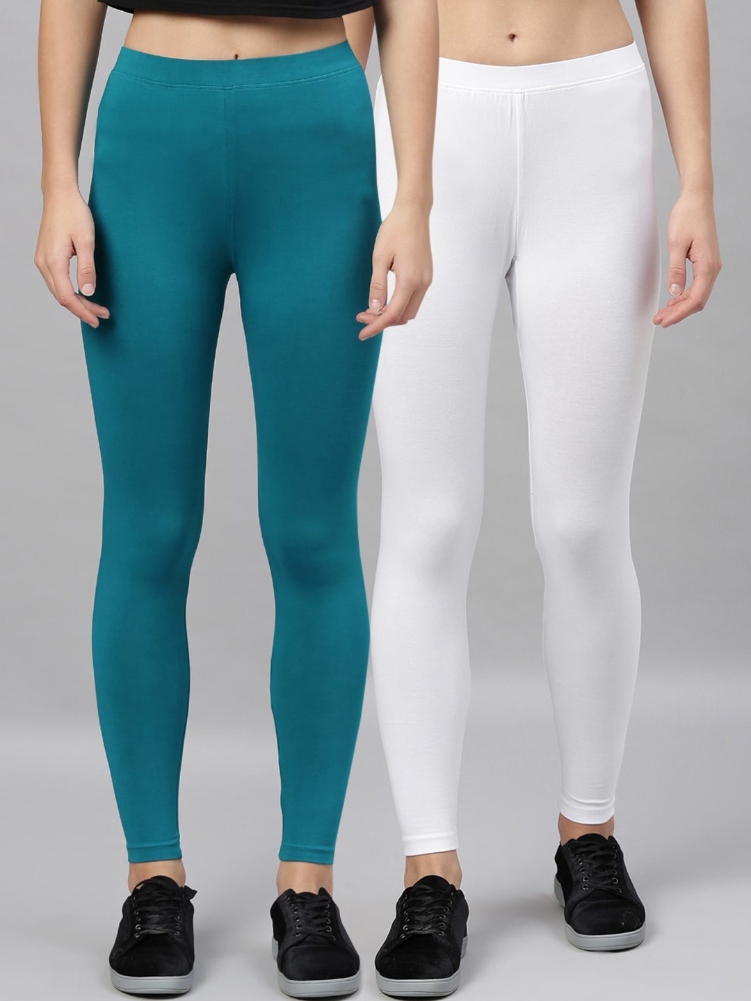 Kryptic Women Pack Of 2 Solid Ankle-Length Leggings, Teal
