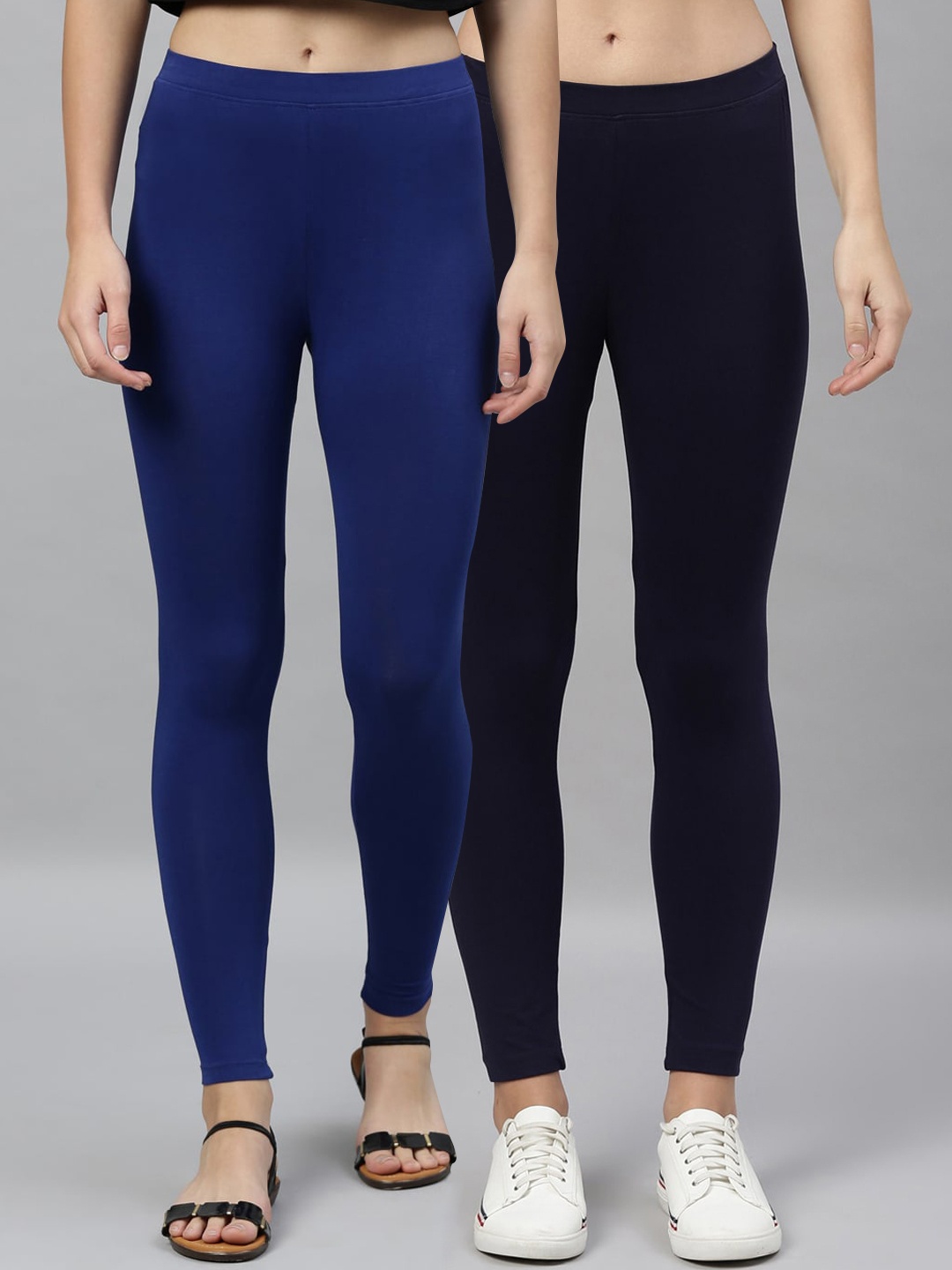 

Kryptic Women Pack Of 2 Solid Ankle-Length Leggings, Navy blue