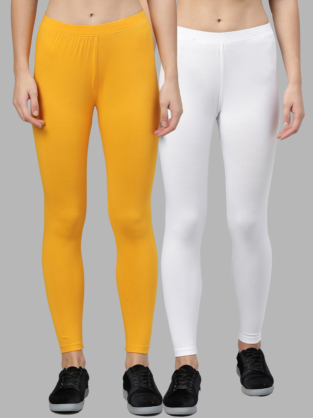 

Kryptic Women Pack Of 2 Solid Ankle-Length Leggings, Yellow