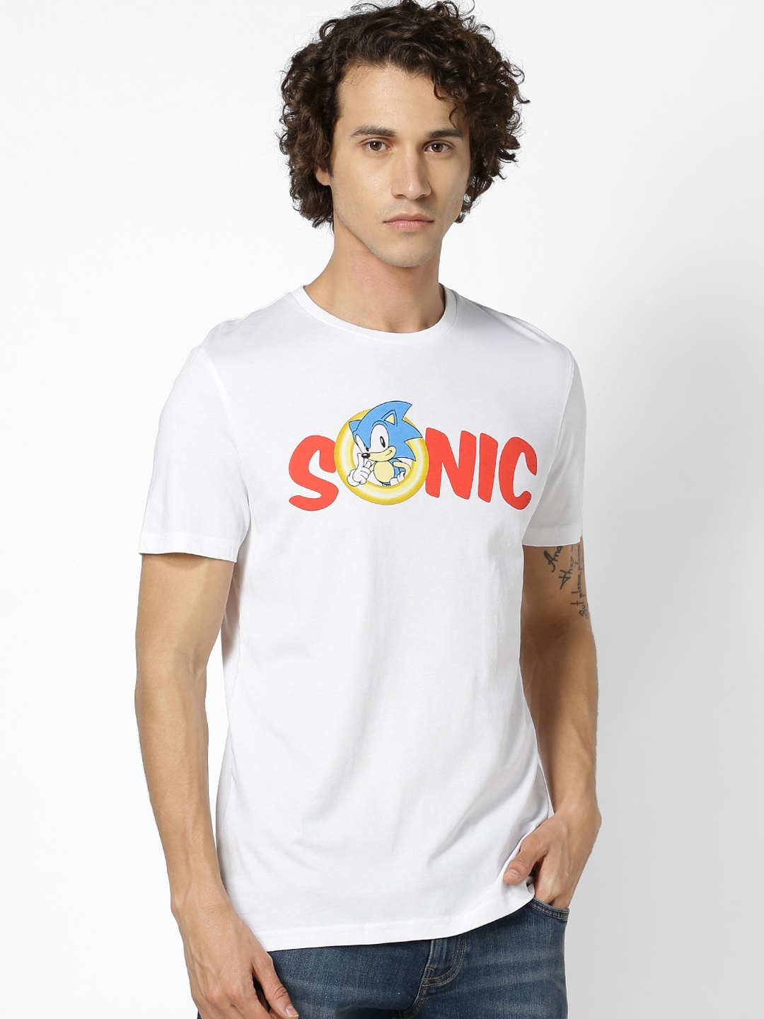 

Celio Men White Printed Round Neck T-shirt