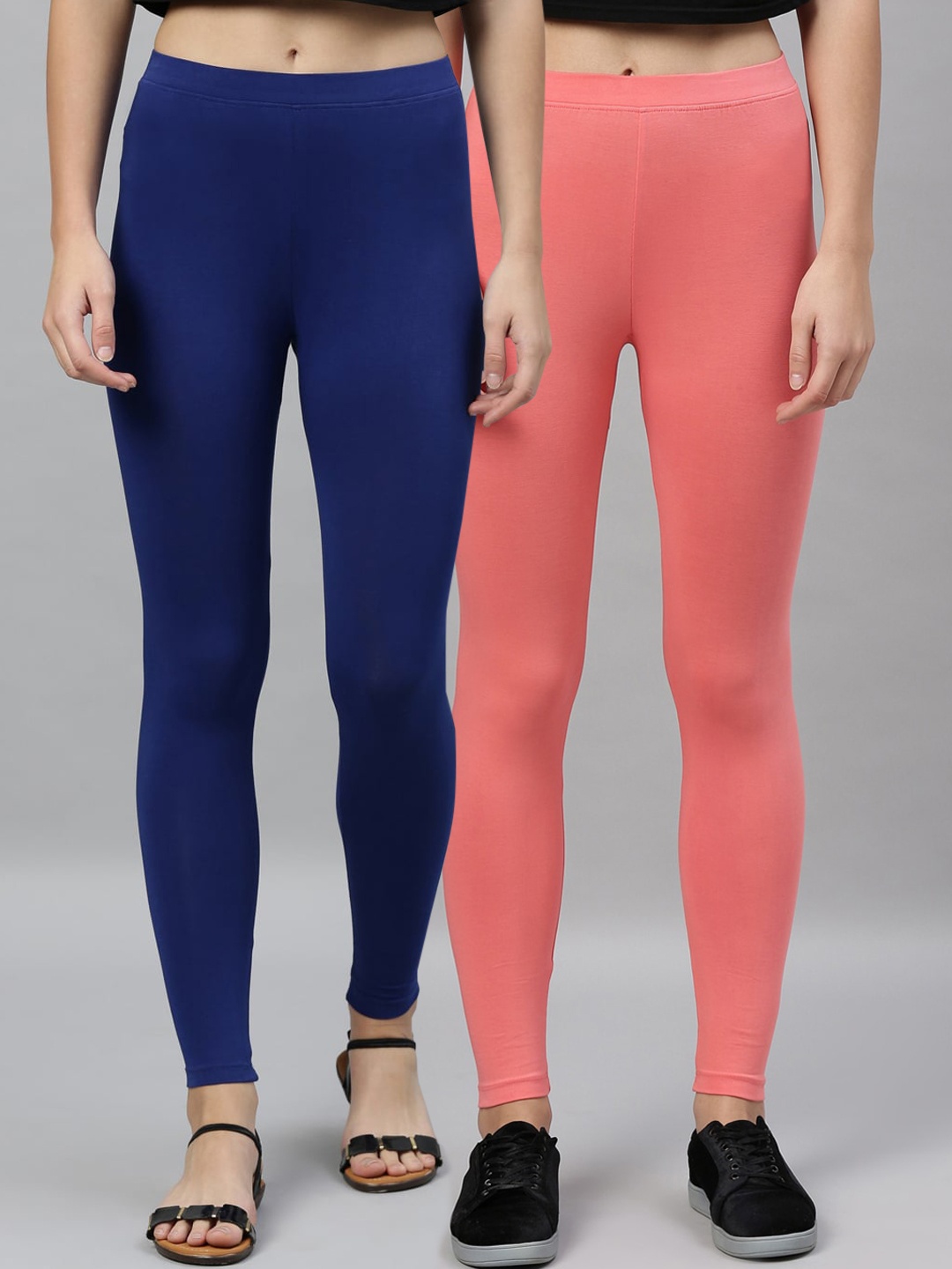 

Kryptic Women Pack Of 2 Solid Ankle-Length Leggings, Blue