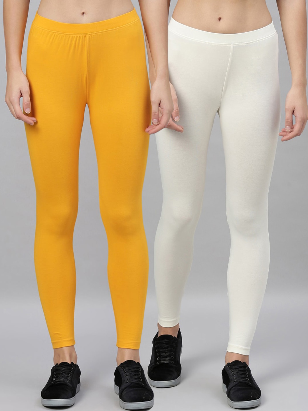 

Kryptic Women Pack Of 2 Solid Ankle-Length Leggings, Yellow