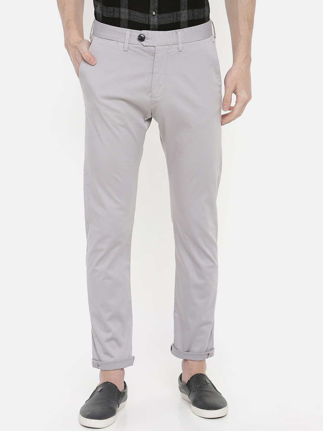 

Celio Men Grey Slim Fit Solid Regular Trousers