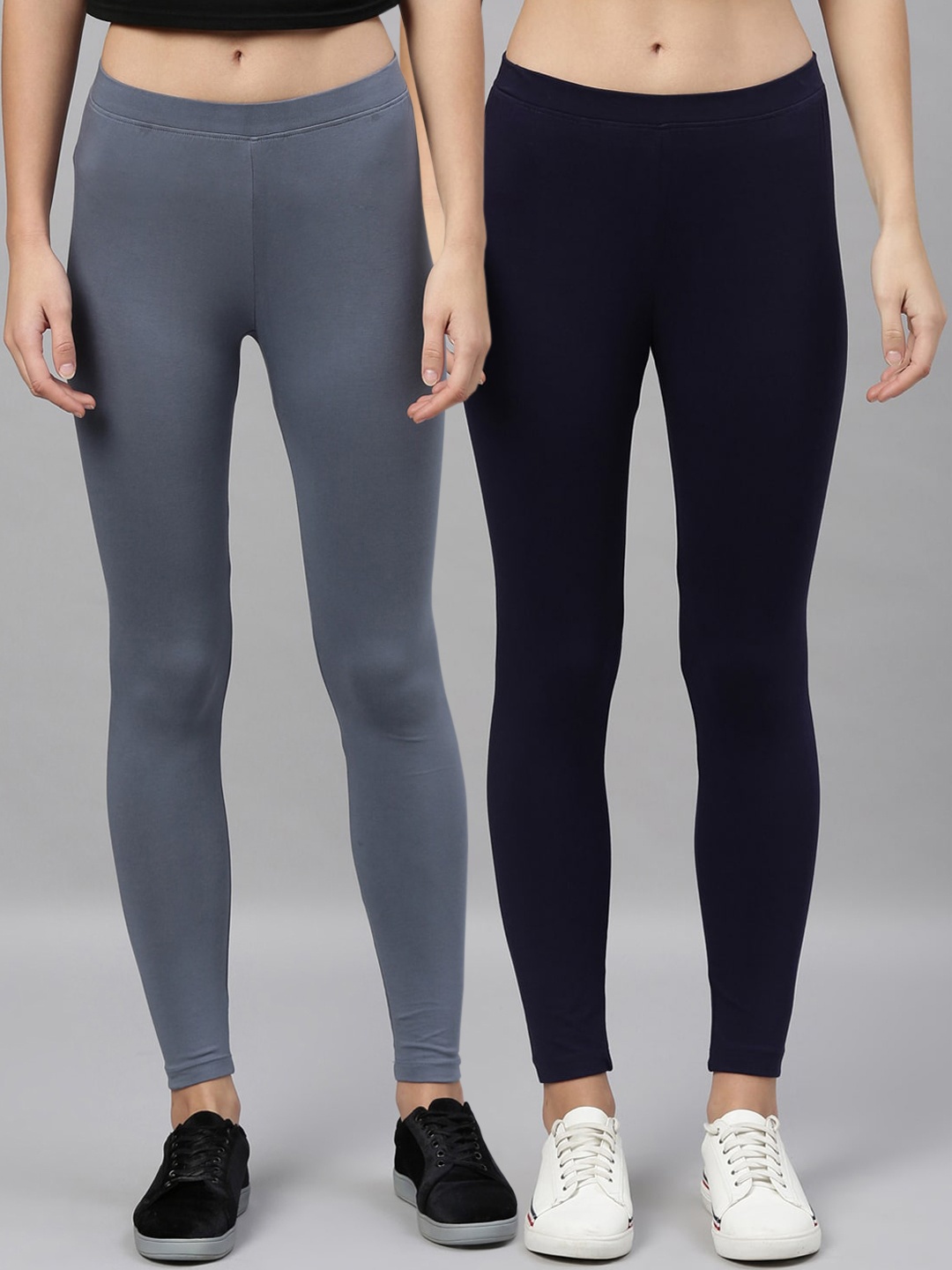 

Kryptic Women Pack Of 2 Solid Ankle-Length Leggings, Navy blue