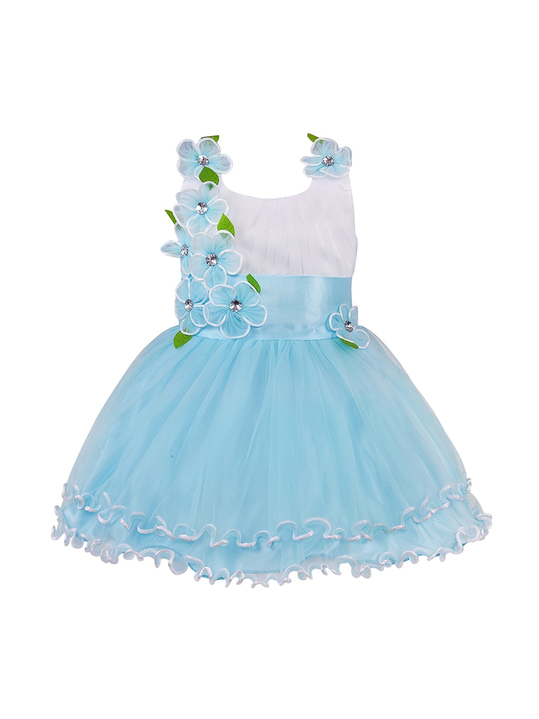 

Wish Karo Girls Blue Solid Fit and Flare Dress