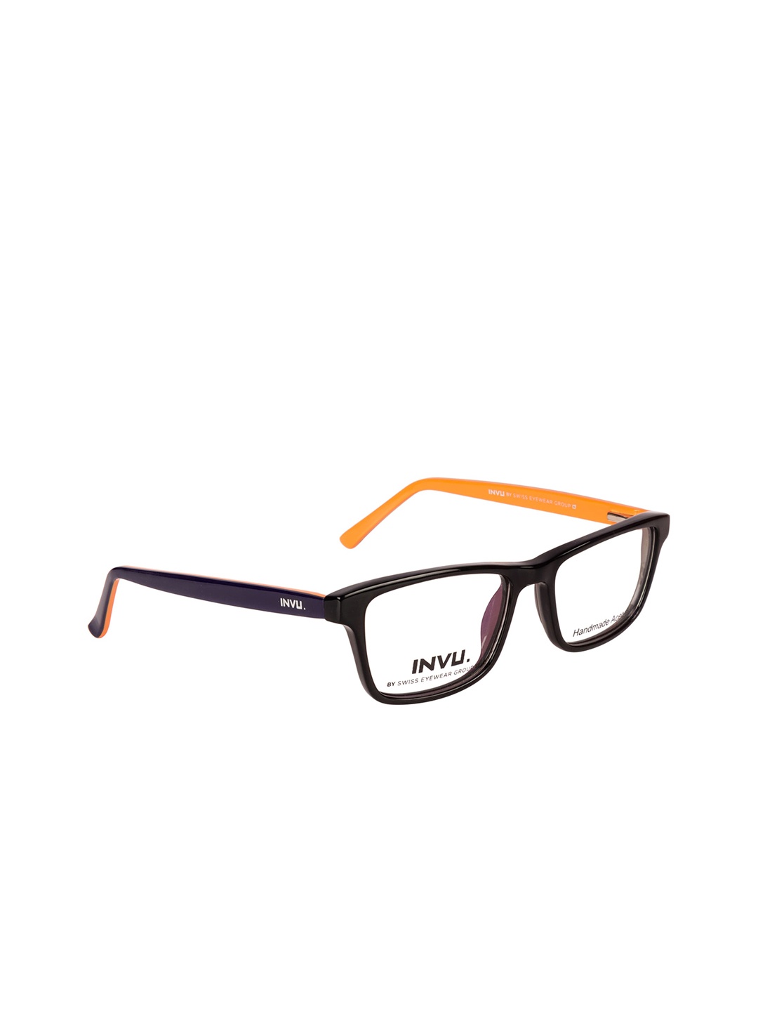 

INVU Unisex Black Solid Full Rim Rectangle Frames A4022A