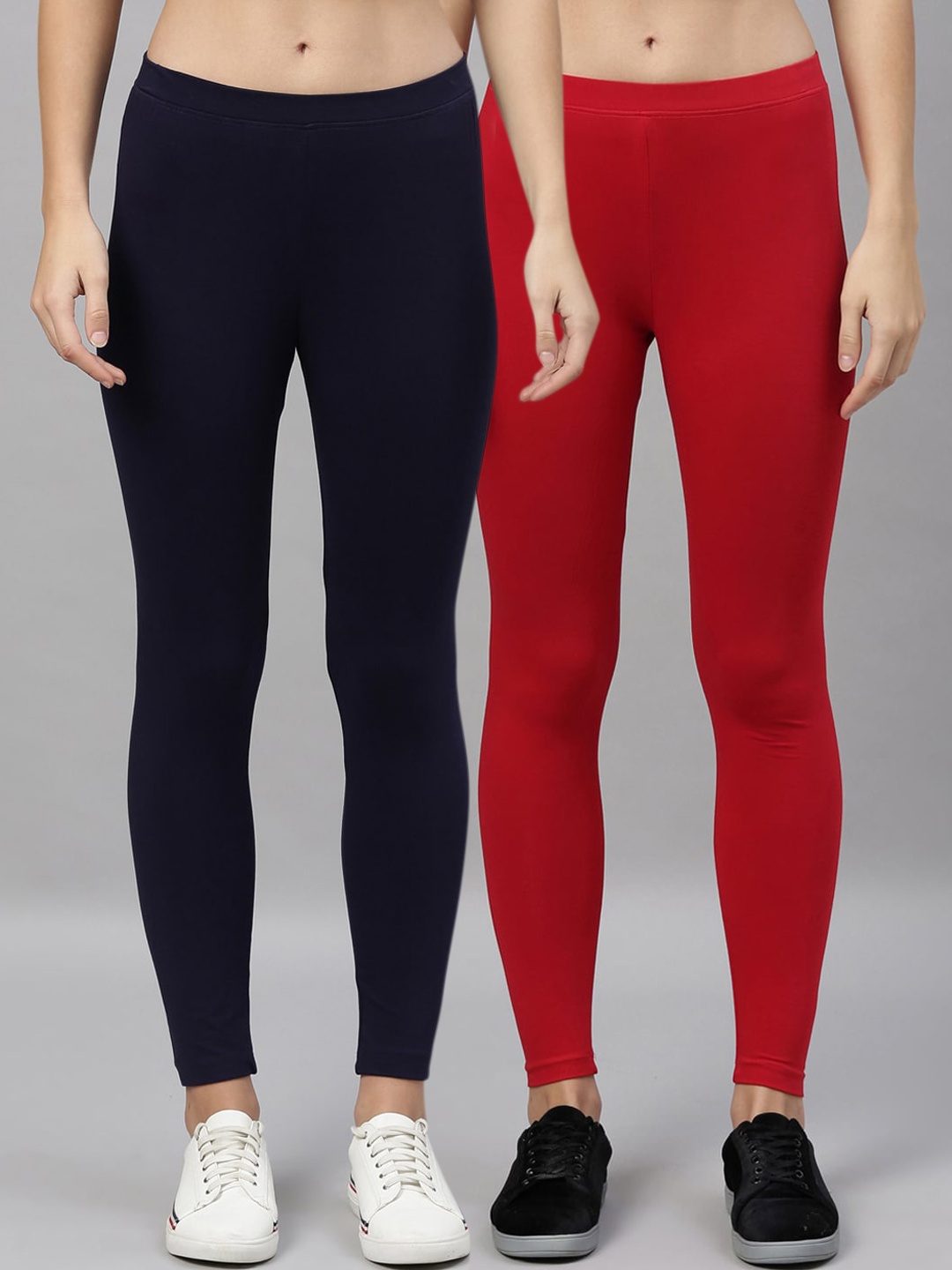 

Kryptic Women Pack Of 2 Solid Ankle-Length Leggings, Navy blue
