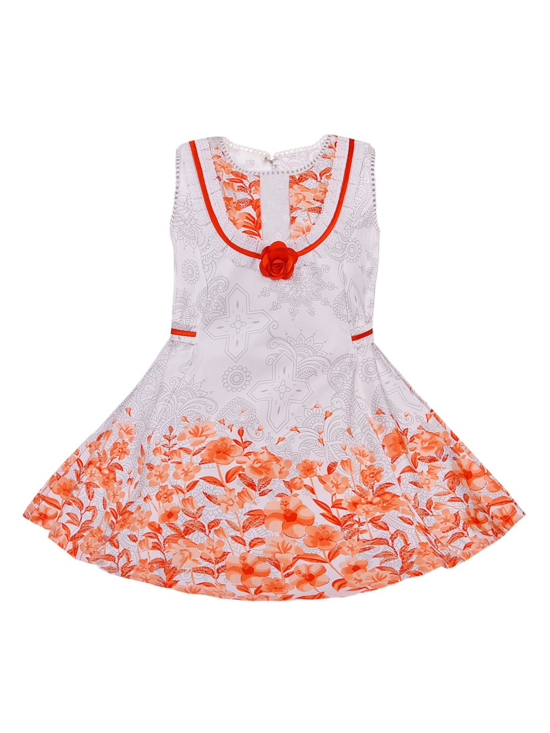 

Wish Karo Girls White Printed Fit and Flare Dress